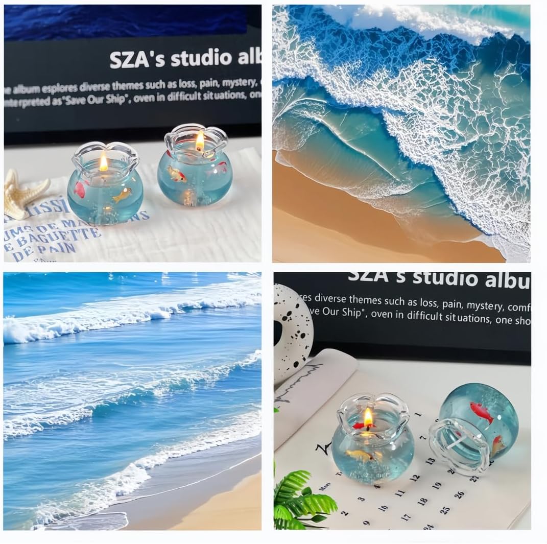Mini Bubble Fish Tank Scented Candle, Cute Bubble Candle Dish, Handmade Gel Wax Candle, Fish Tank Decor, Aesthetic Home Decor, Scented Ocean Theme (6*Candle)