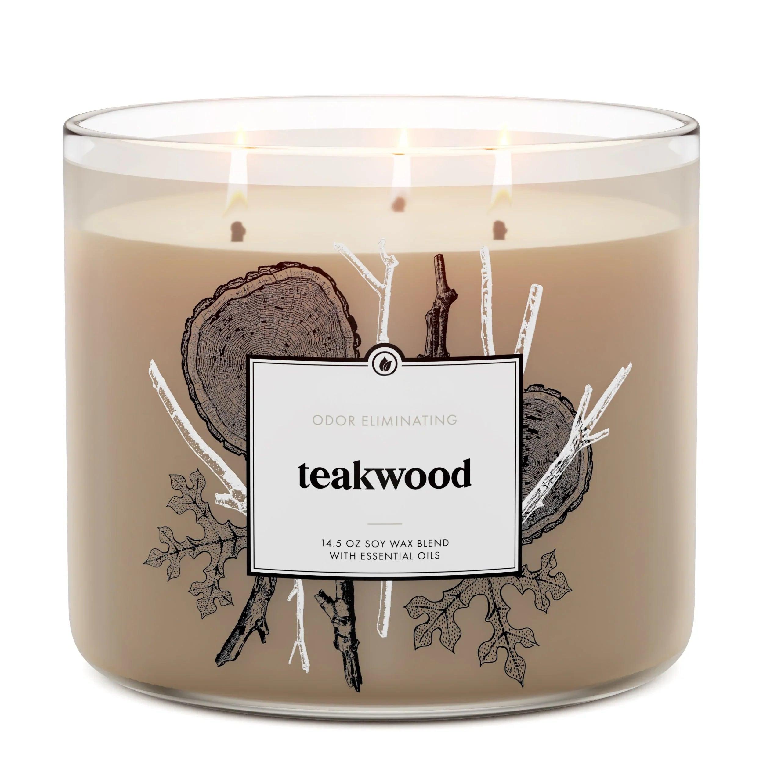 Odor Eliminating Teakwood 3-Wick Candle