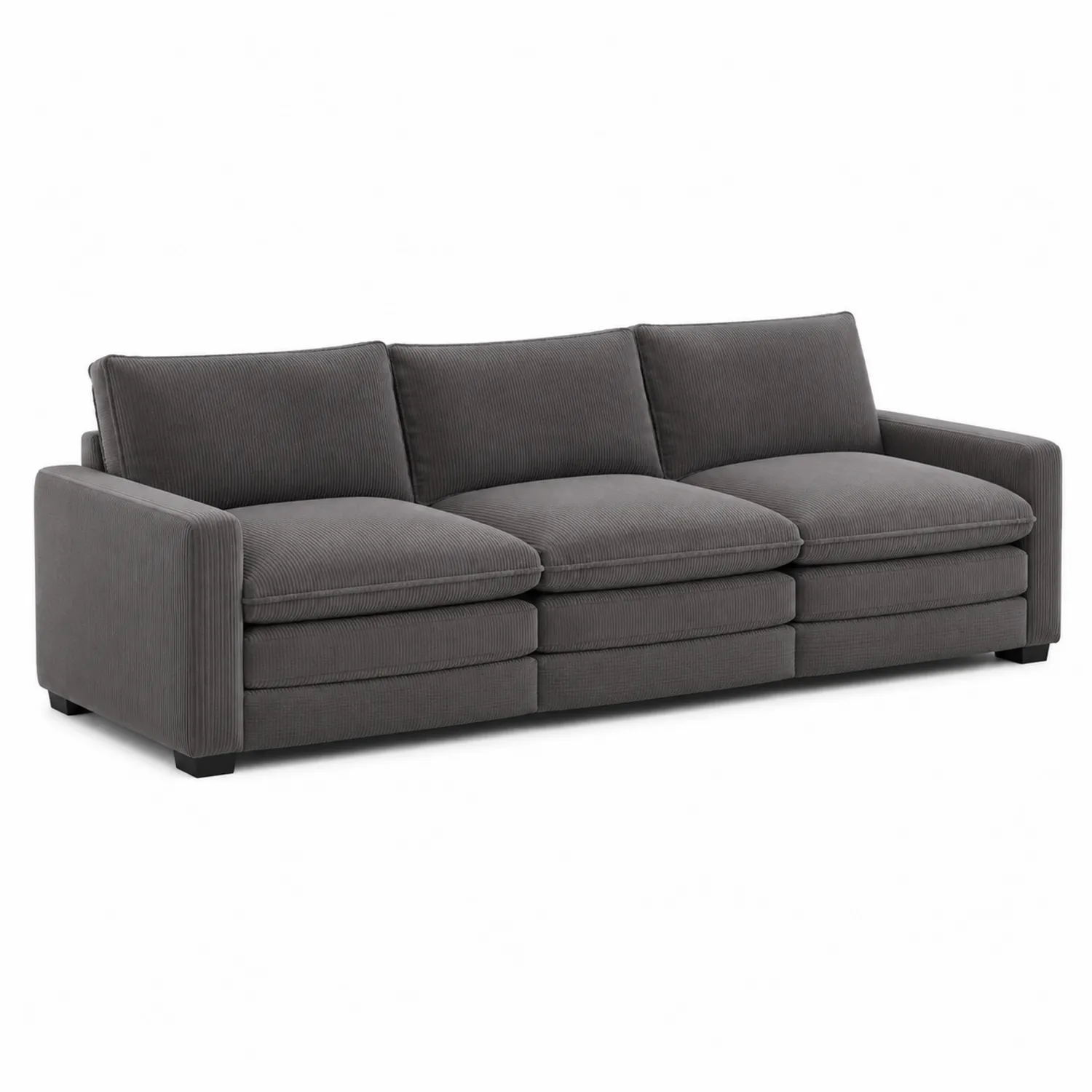 Sofa trzyosobowa z szarego sztruksu 240 cm