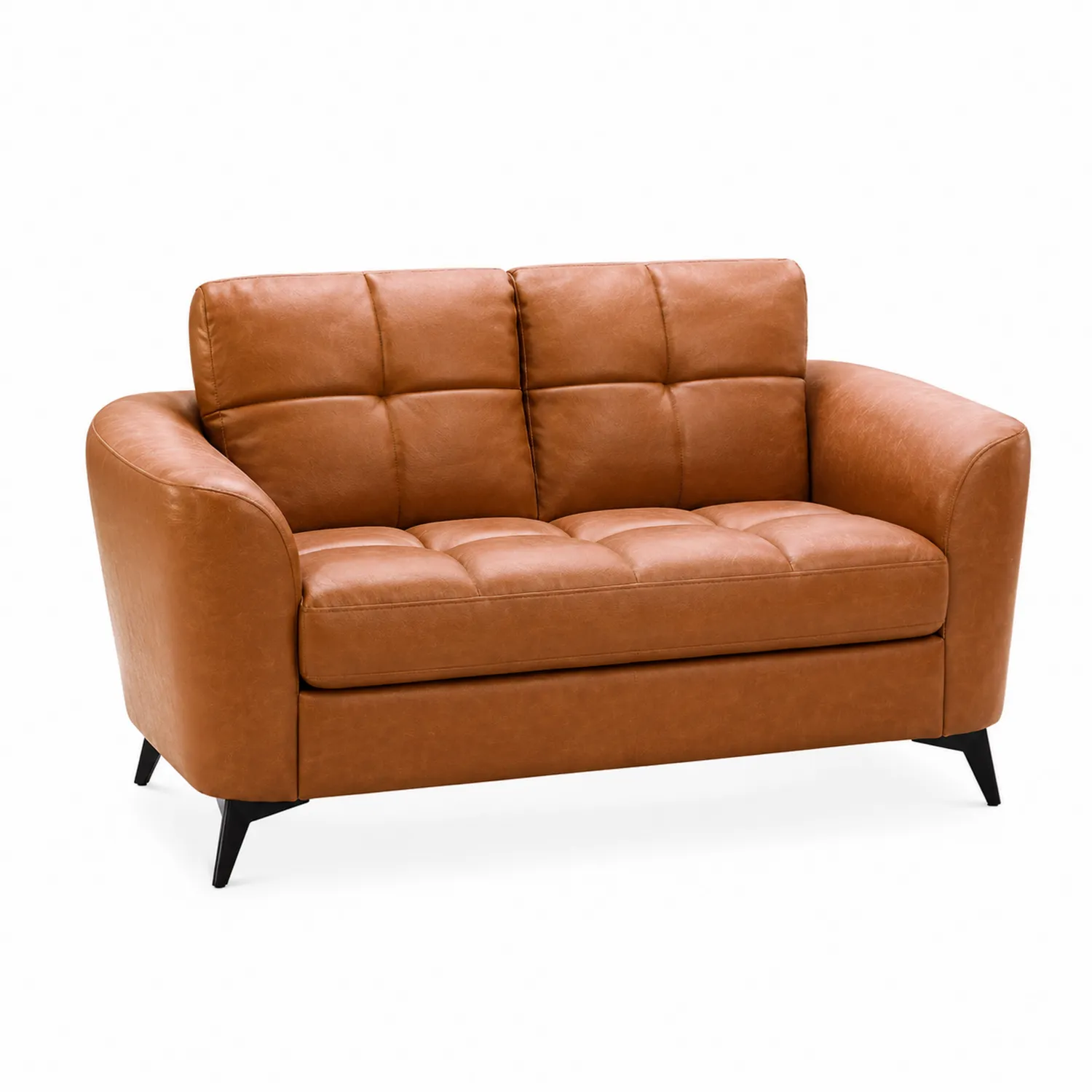 Sofa dwuosobowa z ekoskóry brązowa 150cm