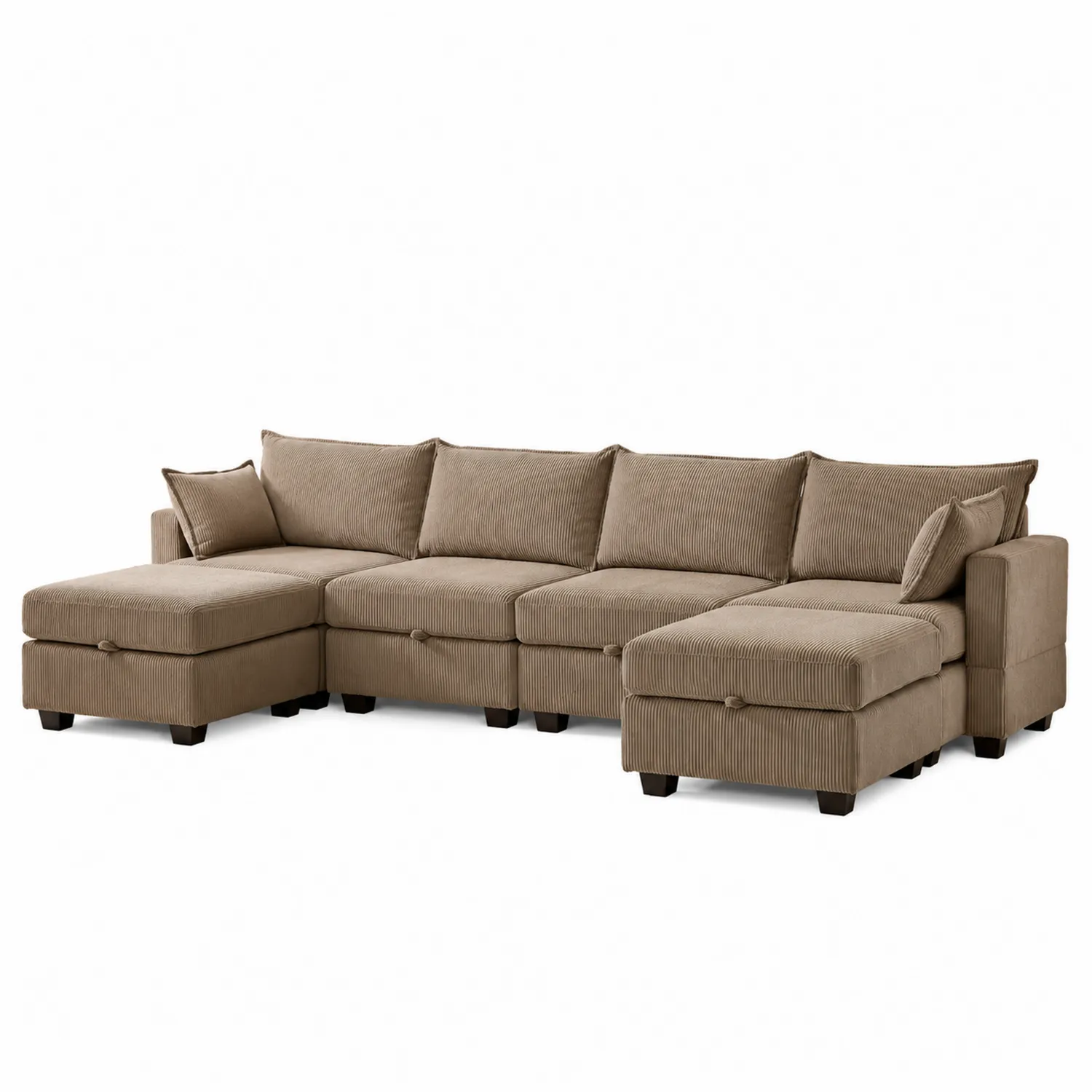 Modułowa sofa narożna brązowy sztruks
