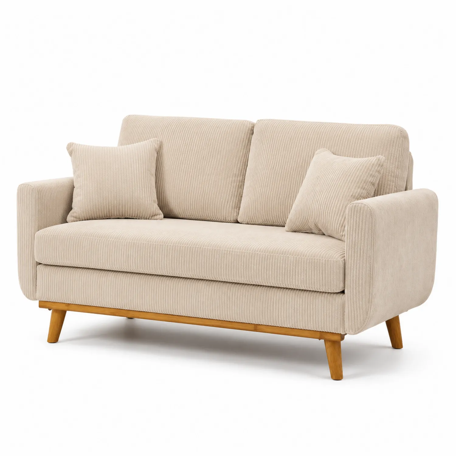 Dwuosobowa sofa z sztruksu, beżowa
