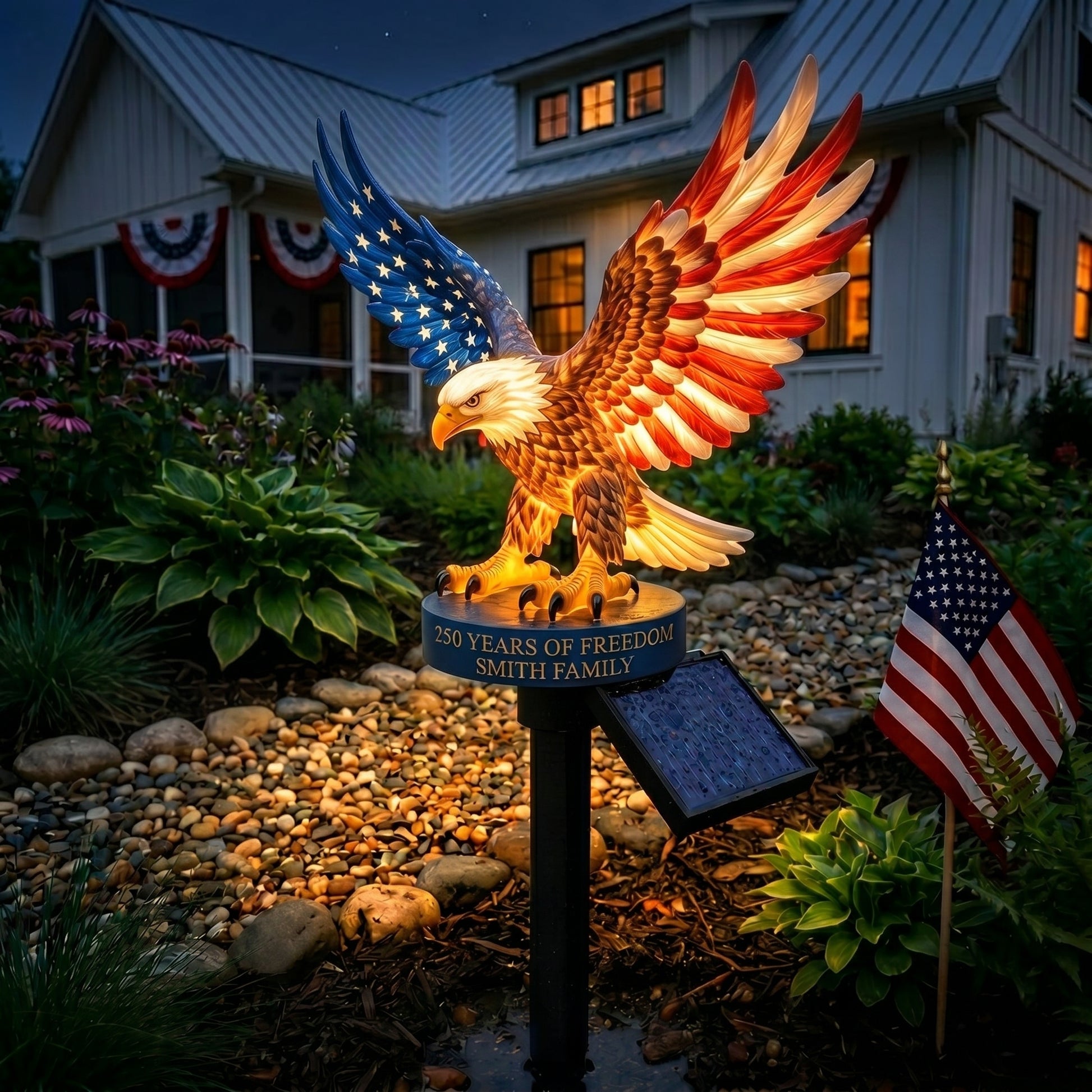🔥LAST DAY 50% OFF – Solar Eagle Garden Light – A Glowing Tribute to American Freedom