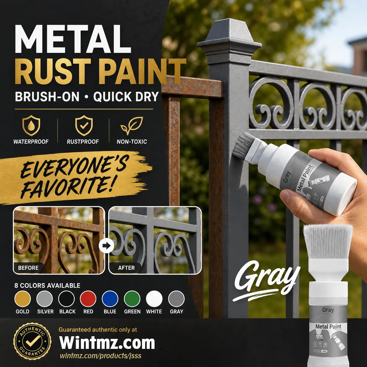 ✨New Arrival-🔥 BUY 2 GET 1 FREE (3 PCS)   🖌️Refresh paint surfaces in one simple spray!✨🏠Water-Based Metallic Silver Paint with Built-in Brush💥👍