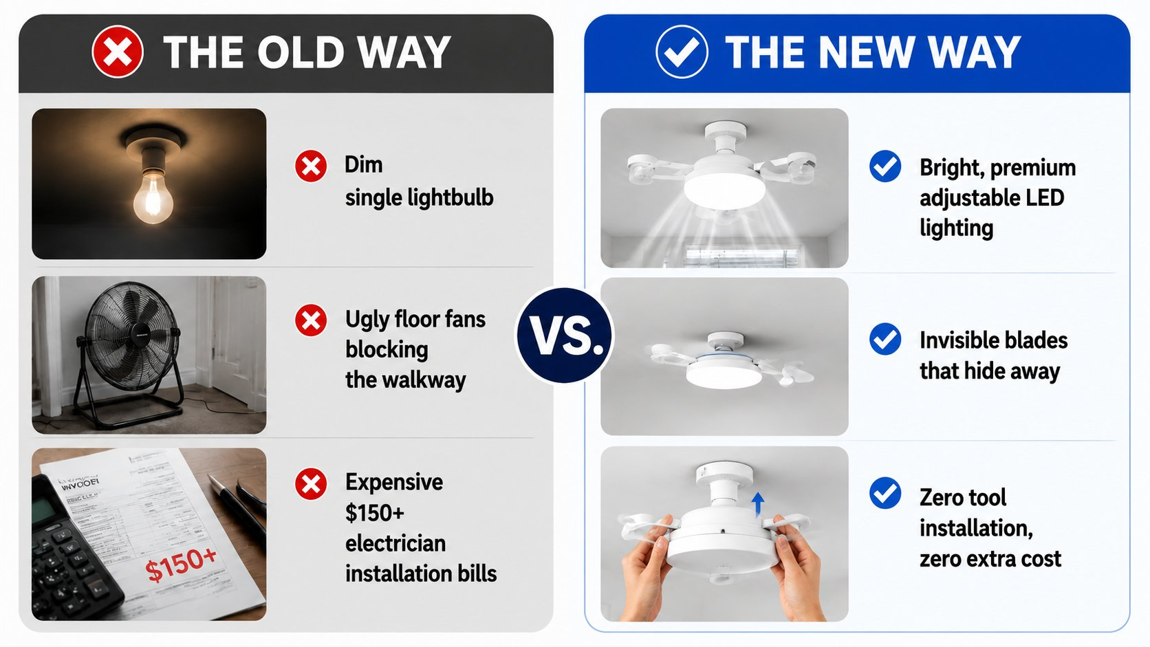 🔥 Last Day 49% OFF💥Screw-In Drone Ceiling Smart Fan with LED Light & Remote Control