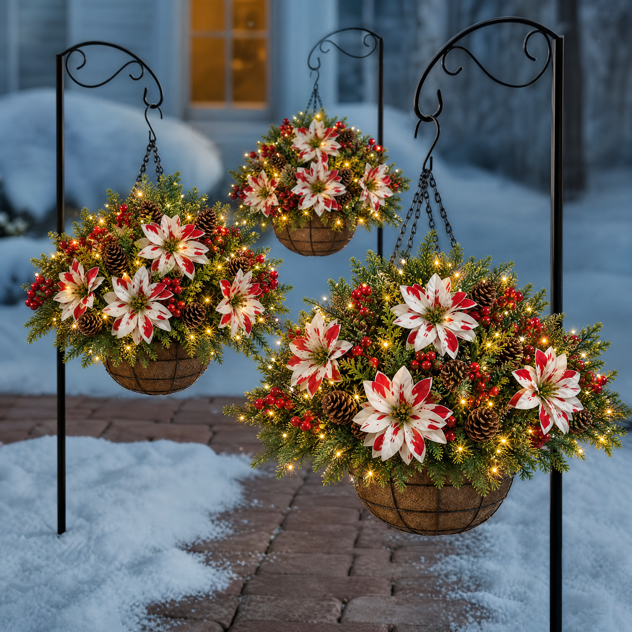 🎄Christmas Hot Sale🔥Pre-Lit Artificial Christmas Hanging Basket