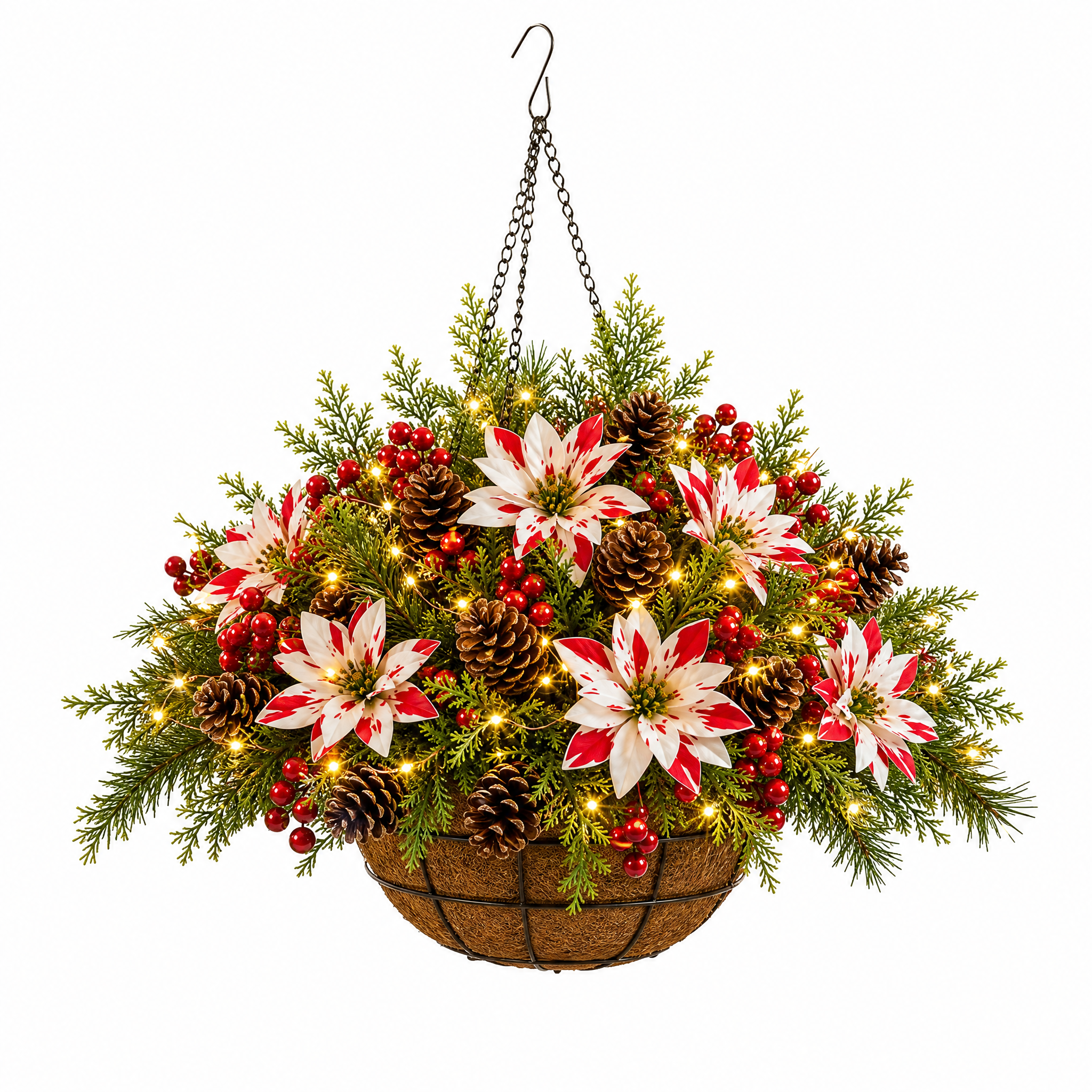 🎄Christmas Hot Sale🔥Pre-Lit Artificial Christmas Hanging Basket