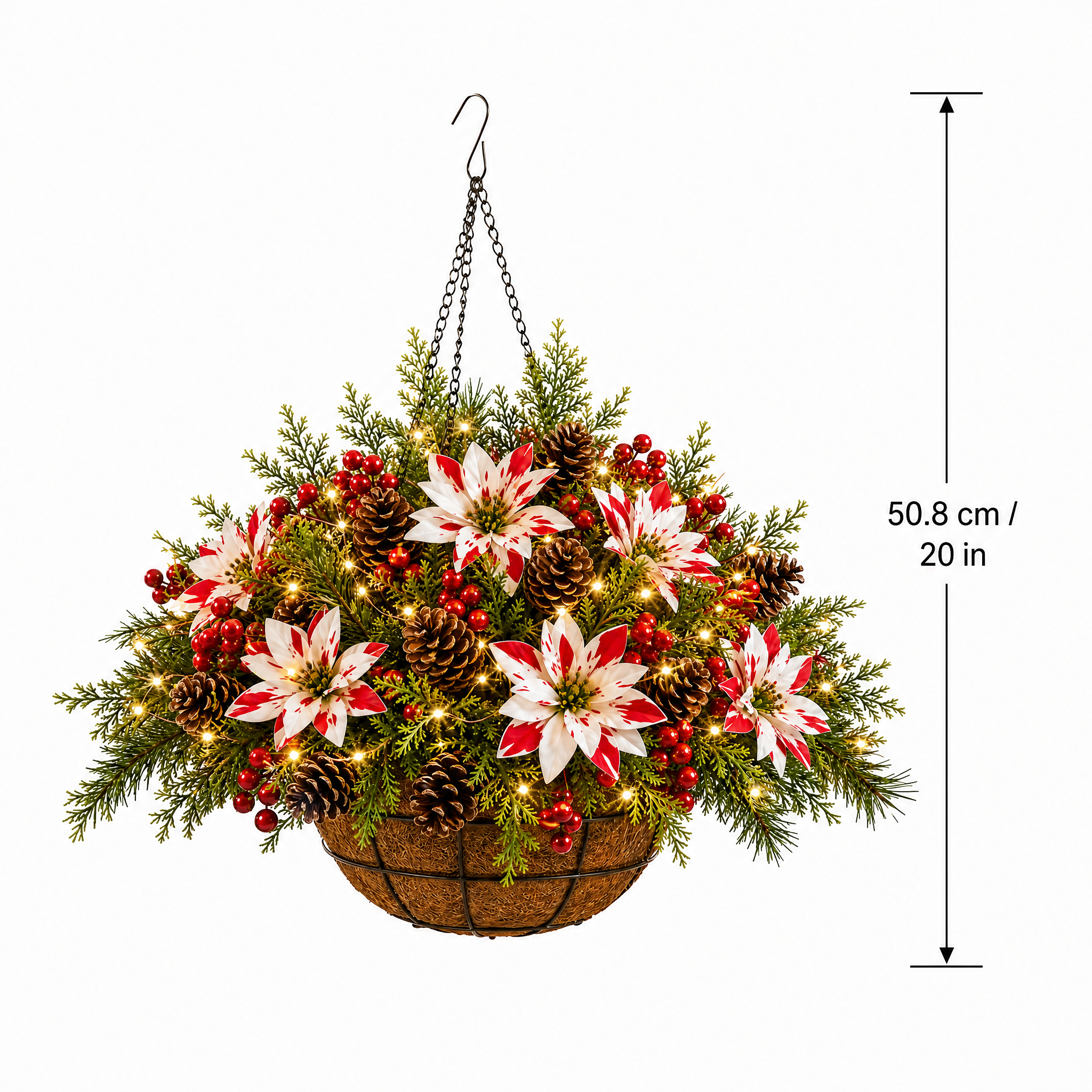 🎄Christmas Hot Sale🔥Pre-Lit Artificial Christmas Hanging Basket