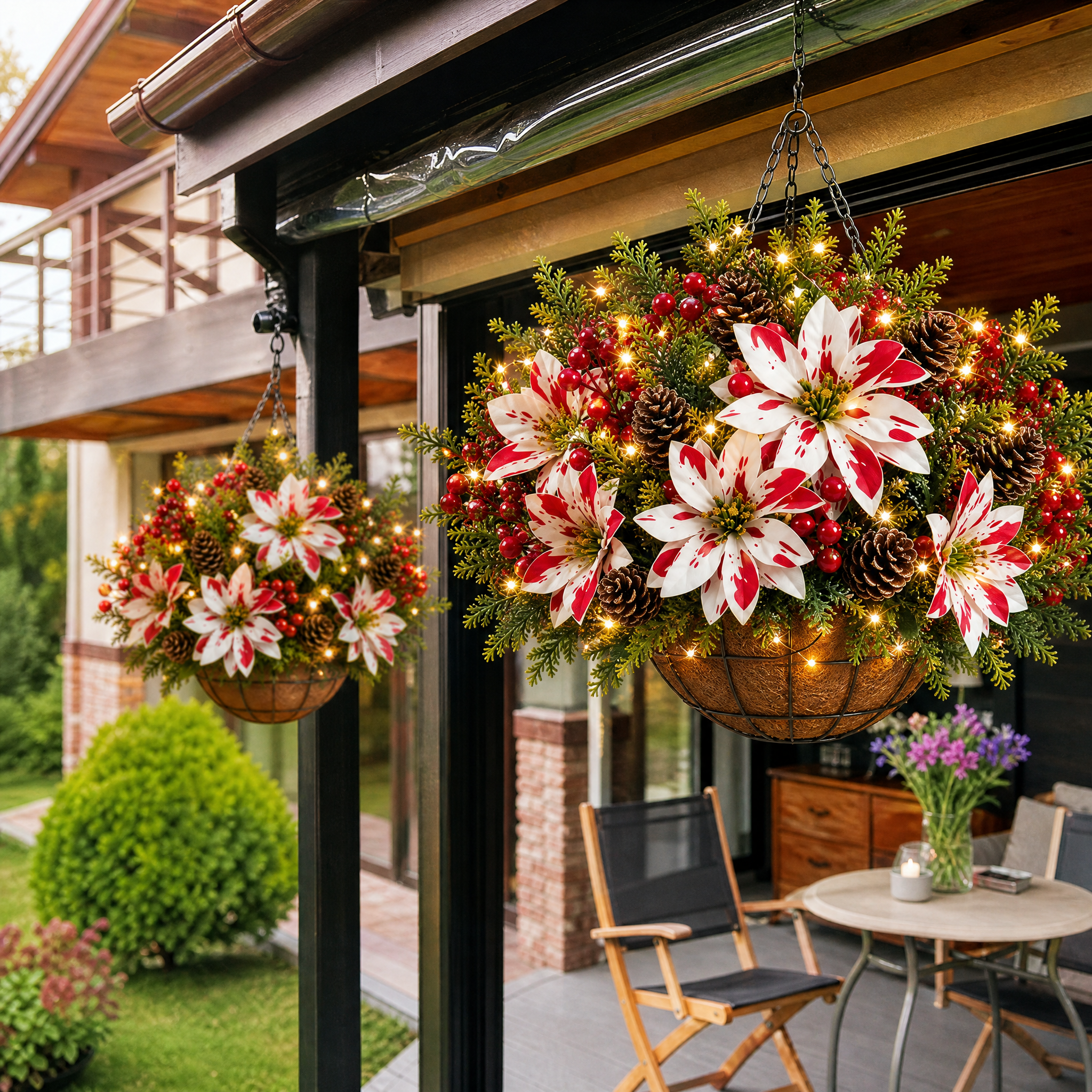 🎄Christmas Hot Sale🔥Pre-Lit Artificial Christmas Hanging Basket