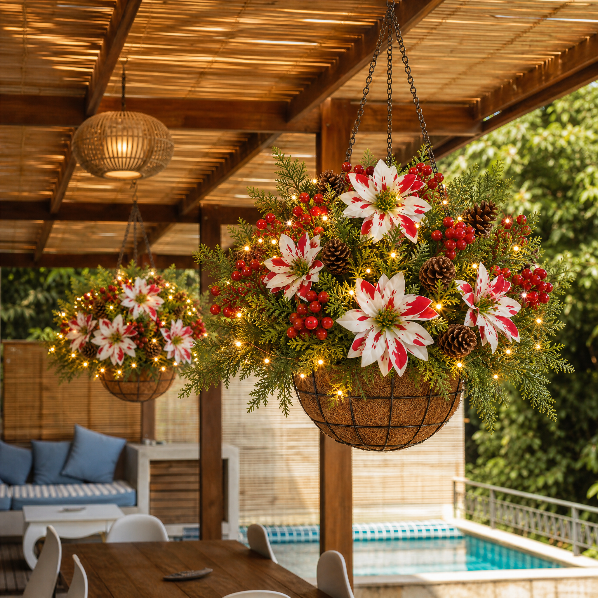 🎄Christmas Hot Sale🔥Pre-Lit Artificial Christmas Hanging Basket