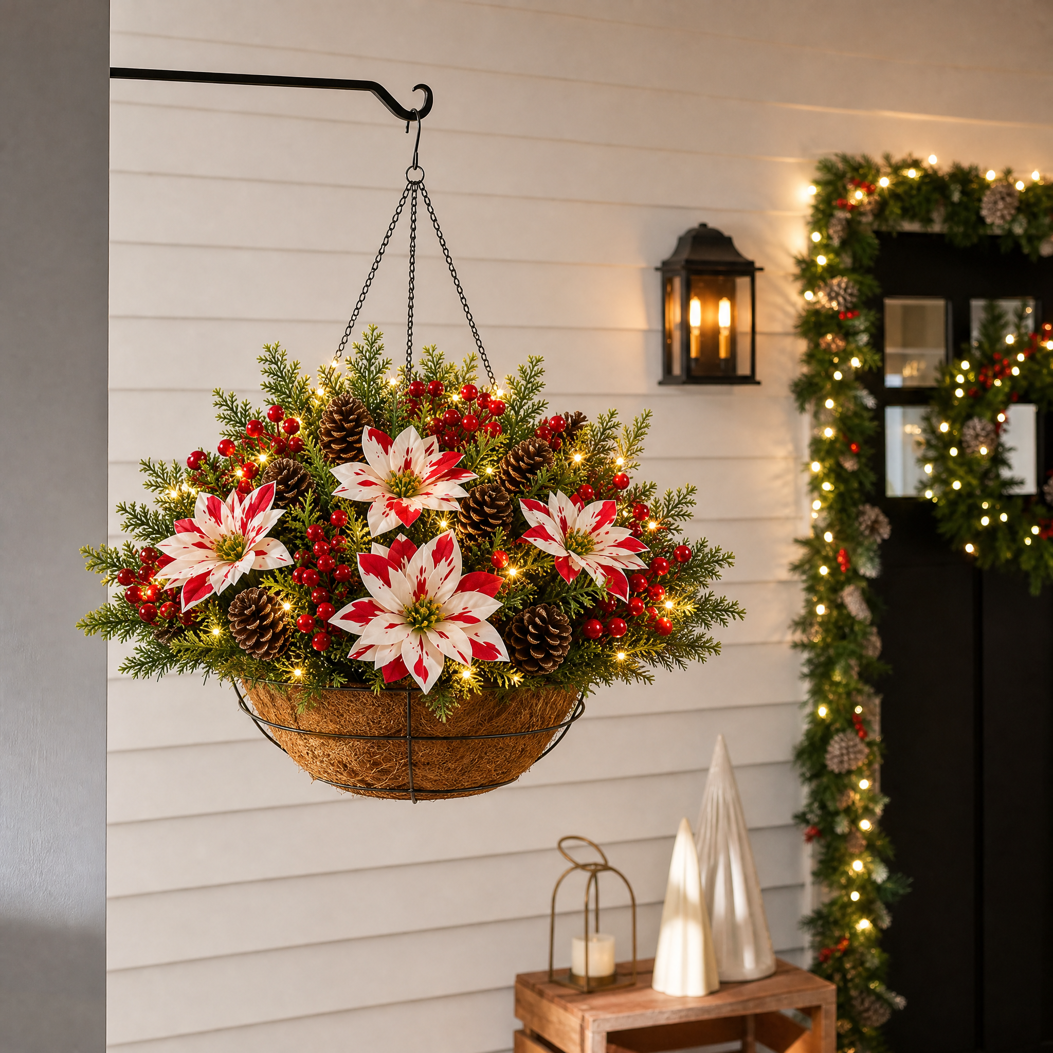 🎄Christmas Hot Sale🔥Pre-Lit Artificial Christmas Hanging Basket