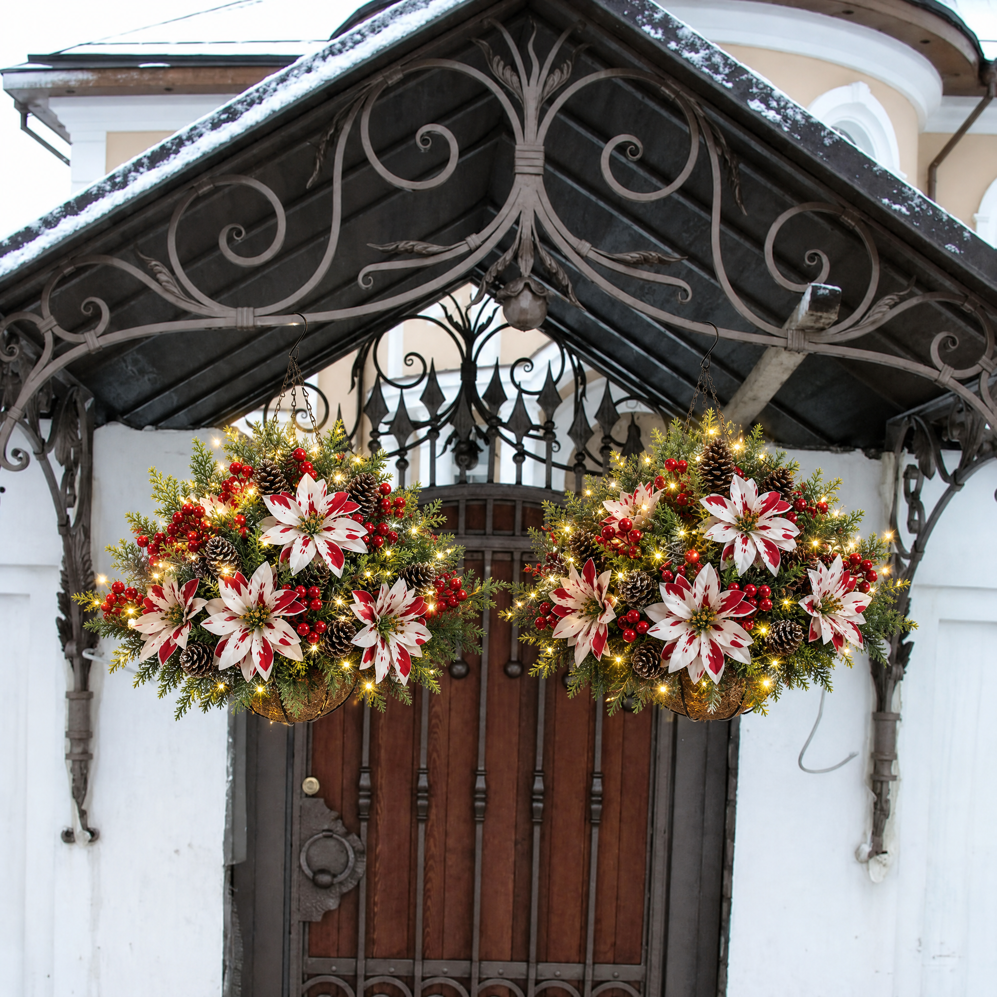 🎄Christmas Hot Sale🔥Pre-Lit Artificial Christmas Hanging Basket