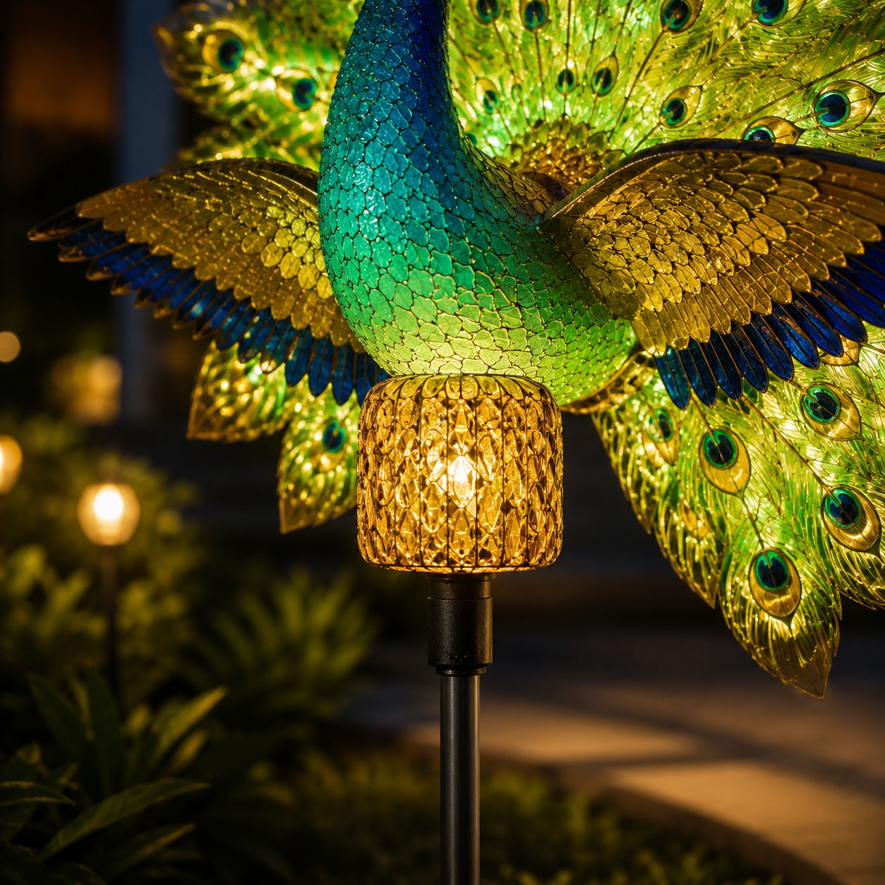 🦚Solar Peacock Garden Sculpture – Lifelike Color Glowing Outdoor Yard Landscape Ornament