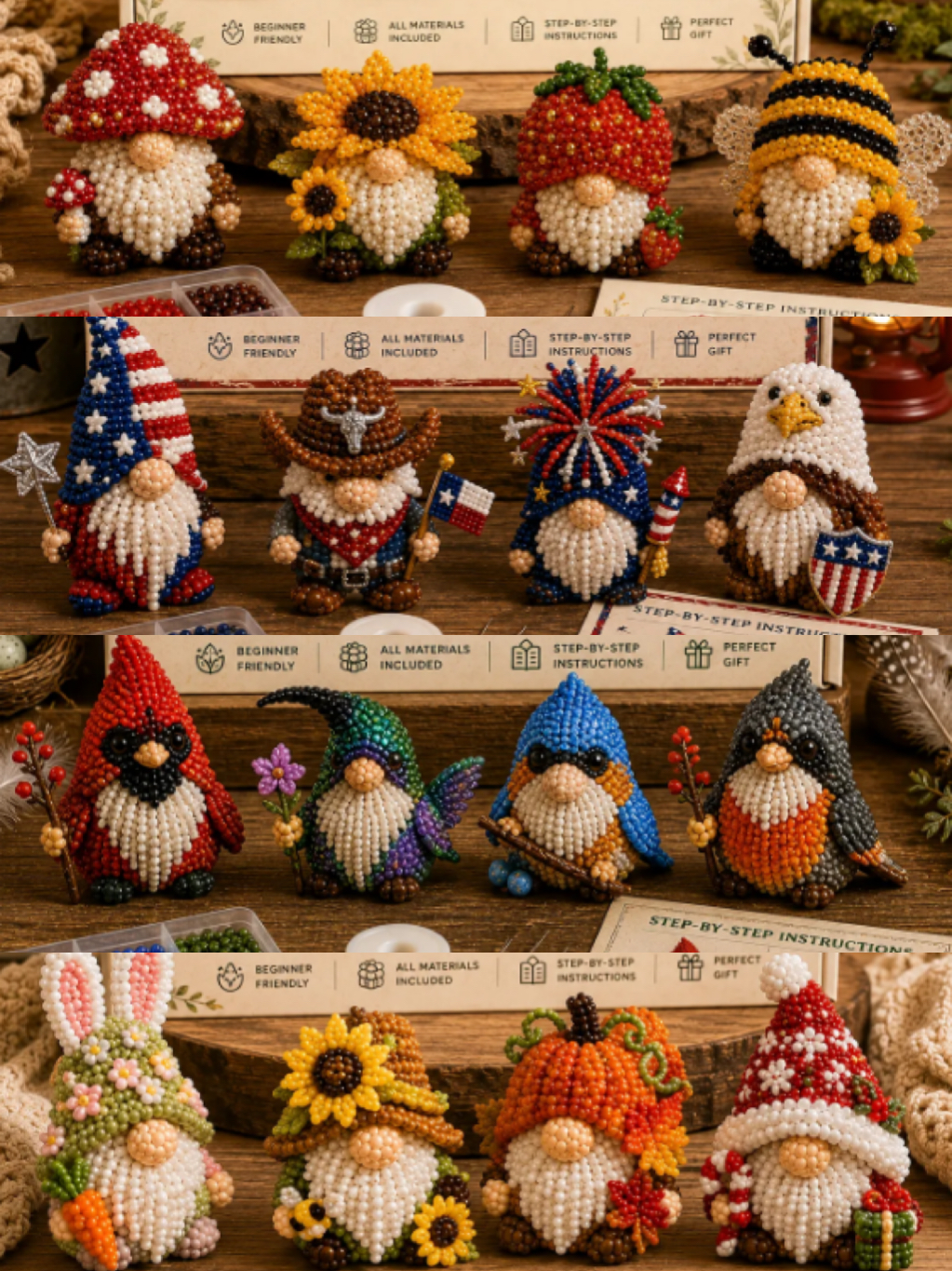 3D Beaded Gnome DIY Kit