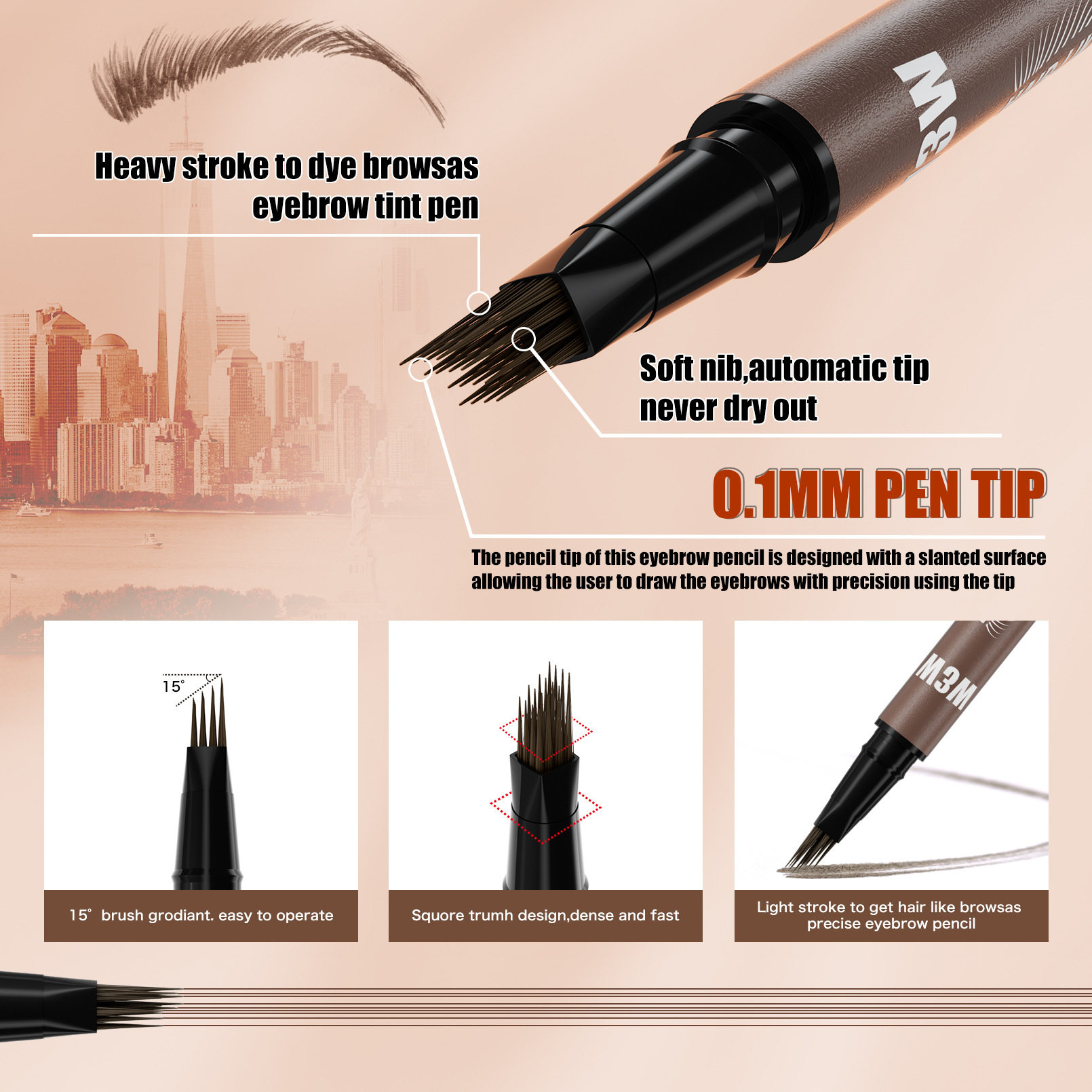 ✨ 3D Injected Double-Ended Hair-Like Brow Pen | Waterproof Microblade Effect