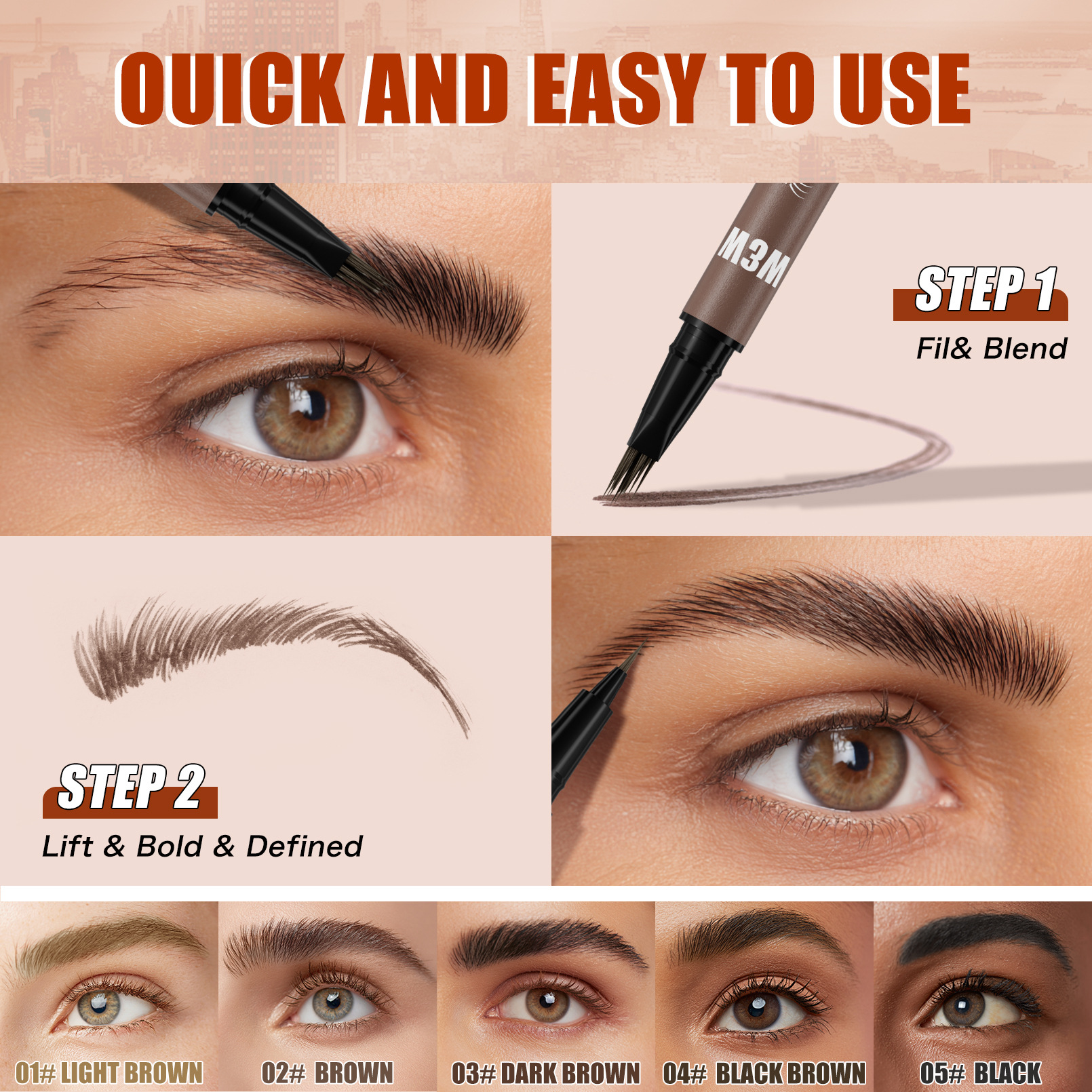 ✨ 3D Injected Double-Ended Hair-Like Brow Pen | Waterproof Microblade Effect