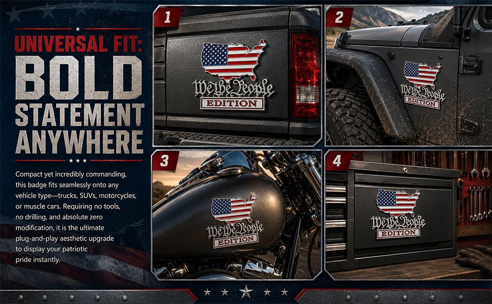 Patriot Flag Edition Metal Car Emblem Badge