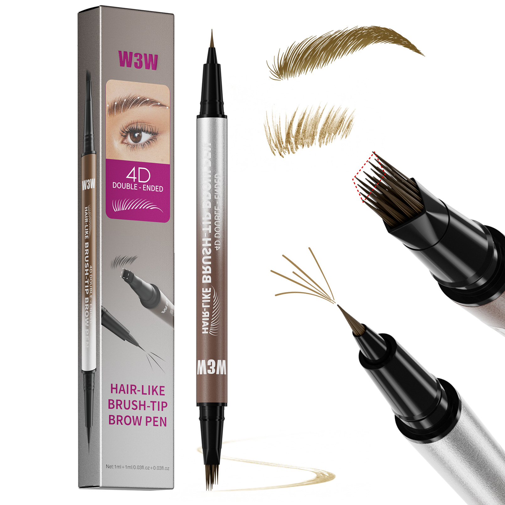 ✨ 3D Injected Double-Ended Hair-Like Brow Pen | Waterproof Microblade Effect