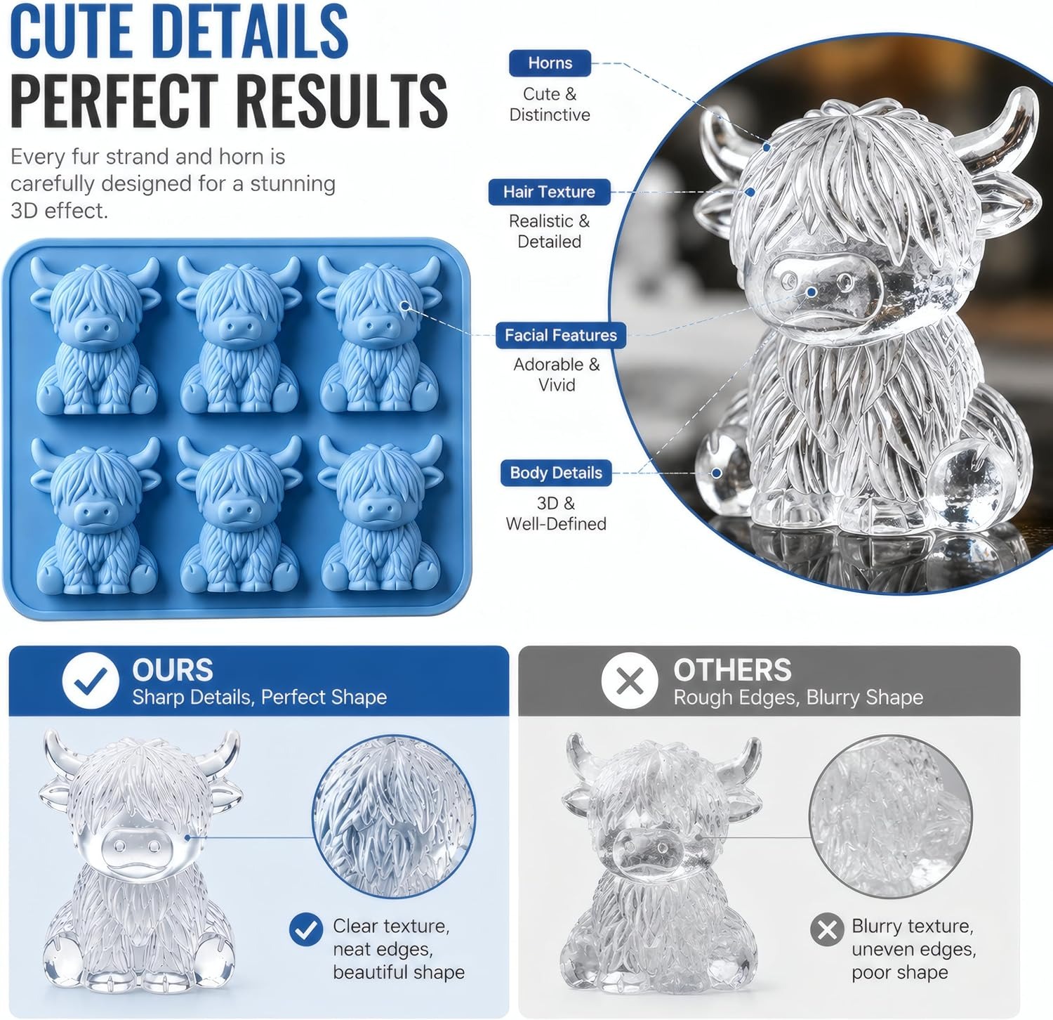 🔥 2026 Best Seller | 3D Highland Cow Ice Cube Tray