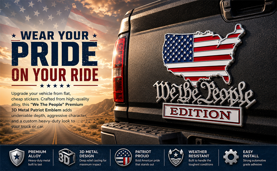 Patriot Flag Edition Metal Car Emblem Badge