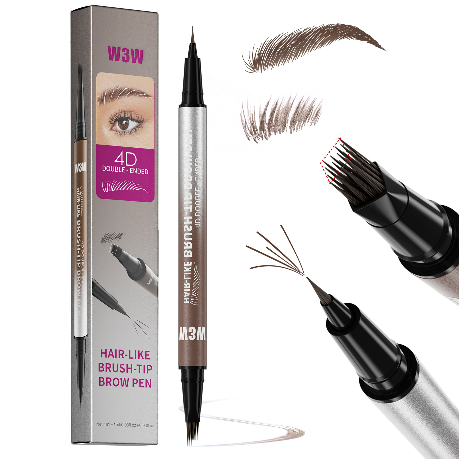 ✨ 3D Injected Double-Ended Hair-Like Brow Pen | Waterproof Microblade Effect