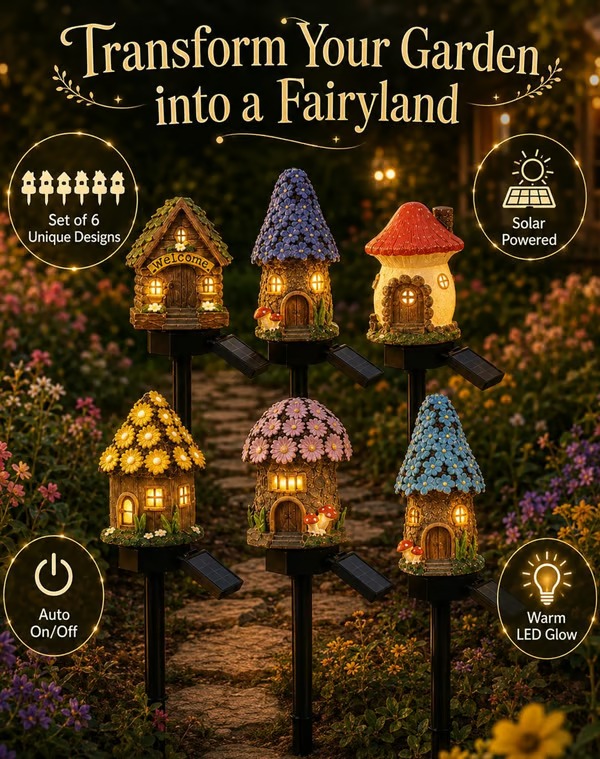🔥Solar Fairy-Tale Mushroom Cottage Garden Light