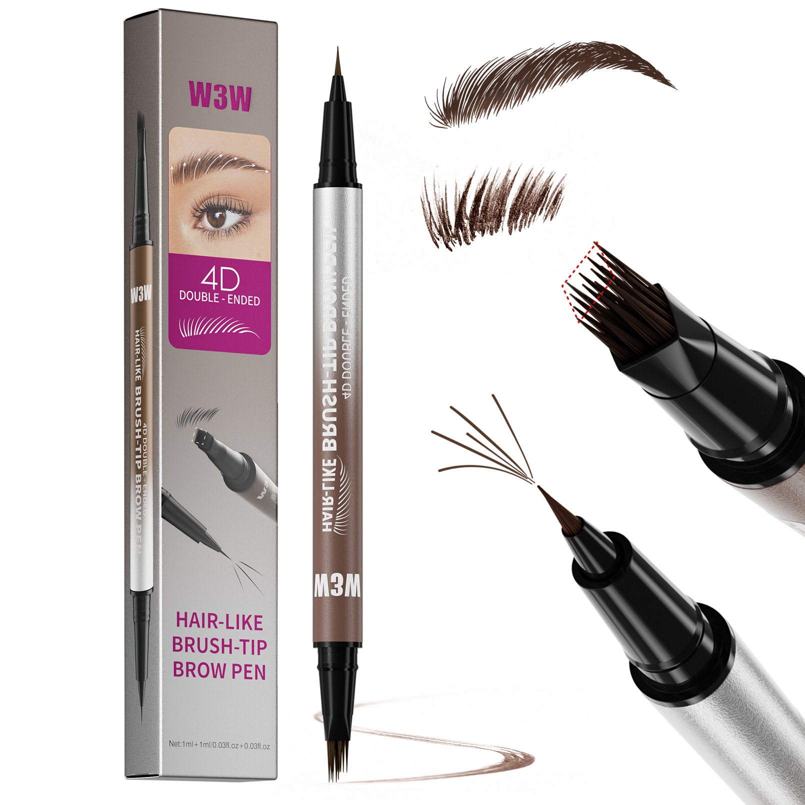 ✨ 3D Injected Double-Ended Hair-Like Brow Pen | Waterproof Microblade Effect