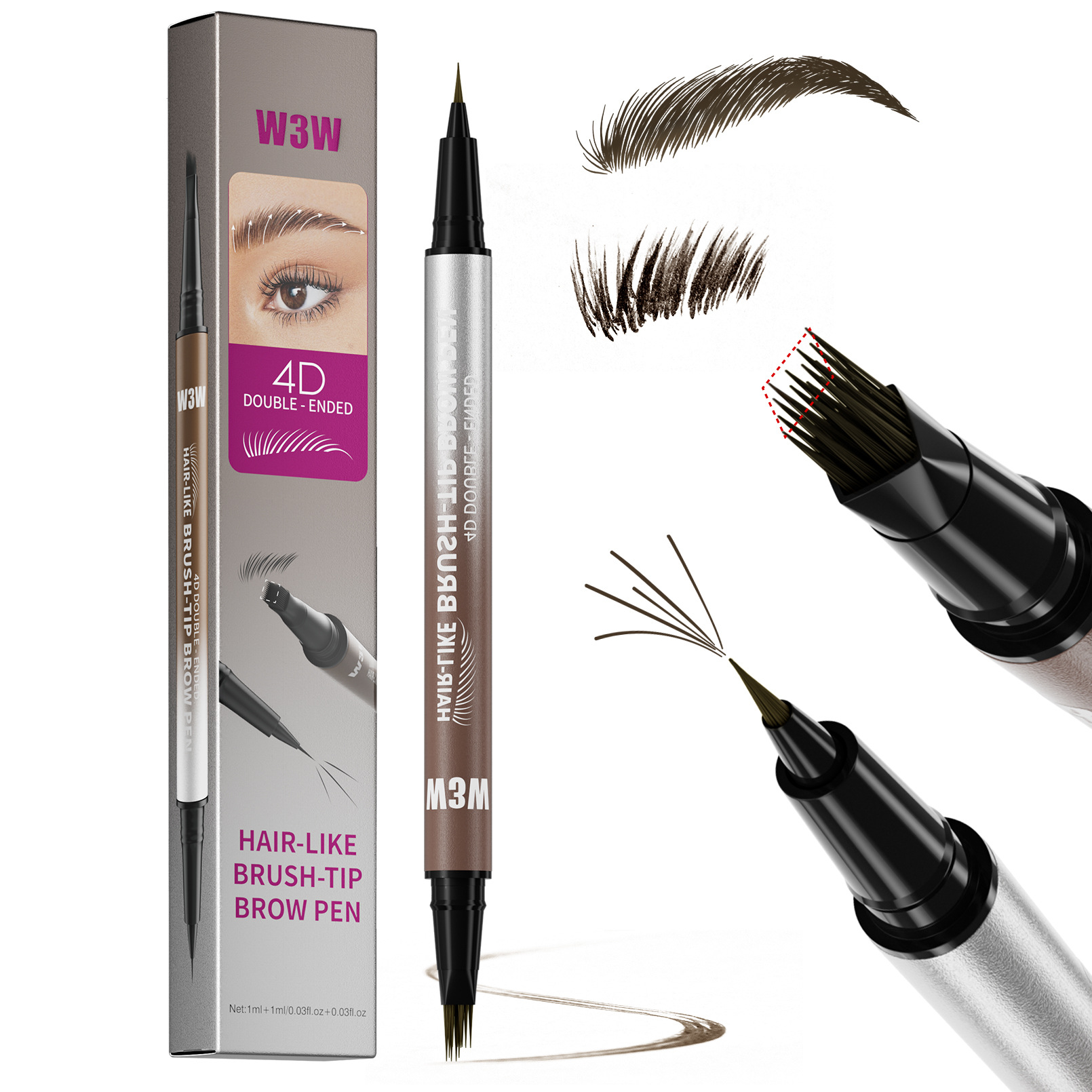 ✨ 3D Injected Double-Ended Hair-Like Brow Pen | Waterproof Microblade Effect