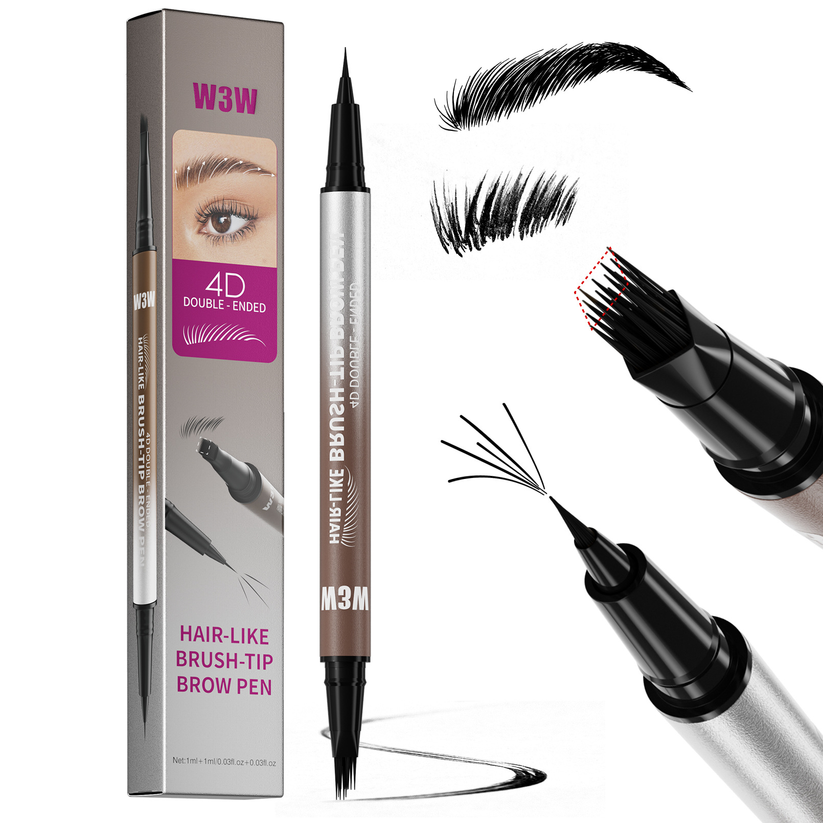 ✨ 3D Injected Double-Ended Hair-Like Brow Pen | Waterproof Microblade Effect
