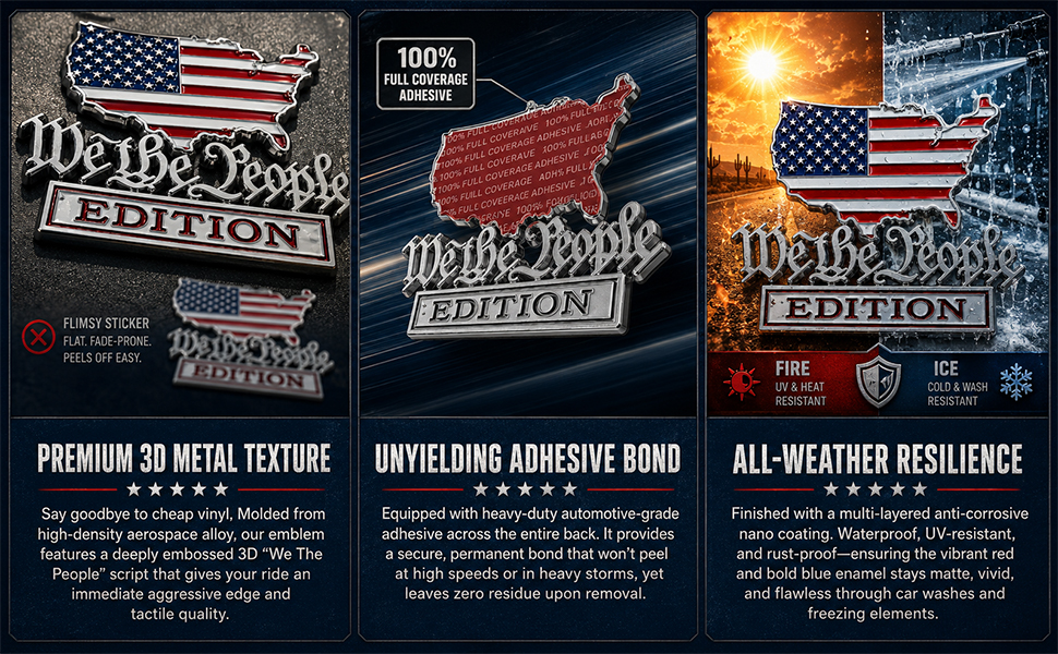 Patriot Flag Edition Metal Car Emblem Badge