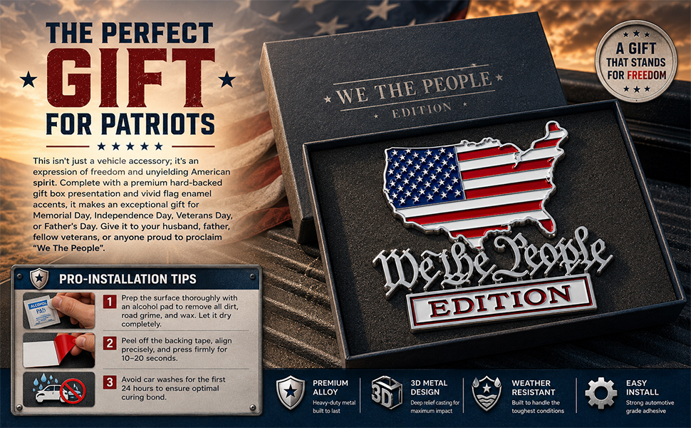 Patriot Flag Edition Metal Car Emblem Badge