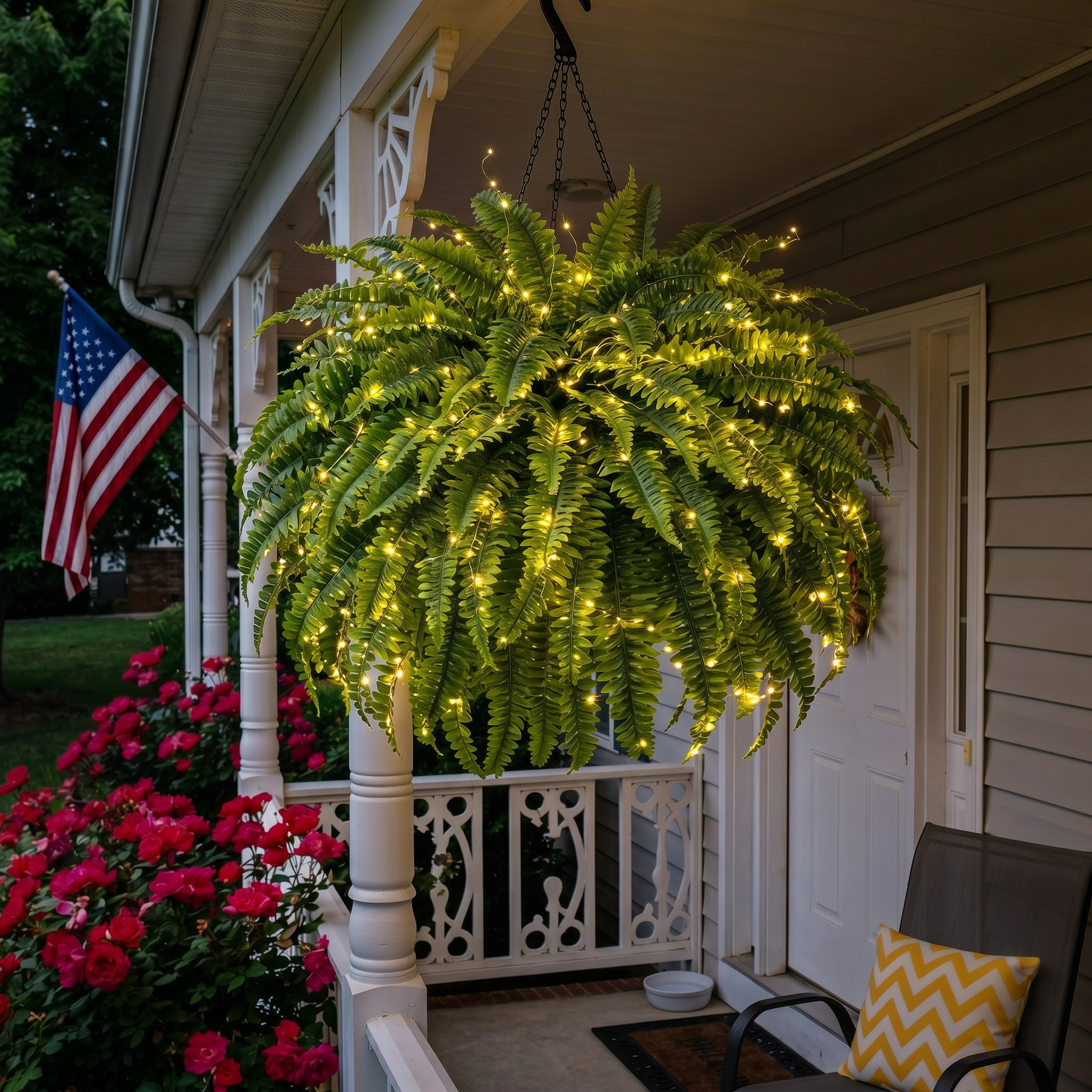🔥Oversized Pre-Lit Artificial Boston Ferns --No watering, No fading