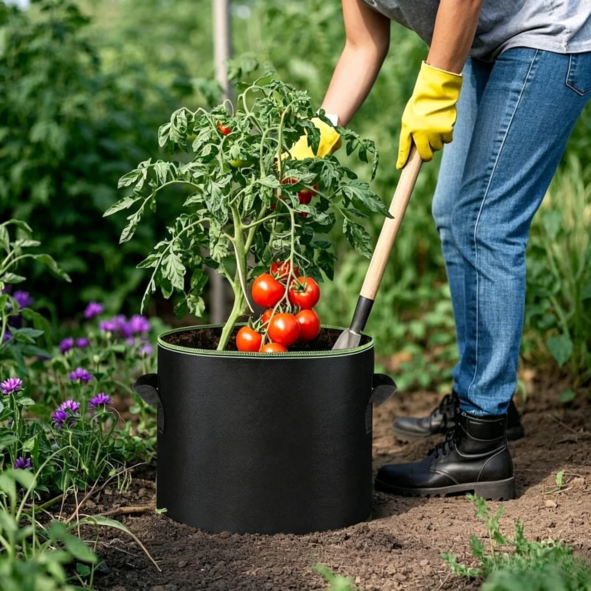 🌱 5-Pack 5 Gallon Grow Bags – Heavy Duty Aeration Fabric Pots with Handles for Vegetables, Flowers & Fruits 🪴