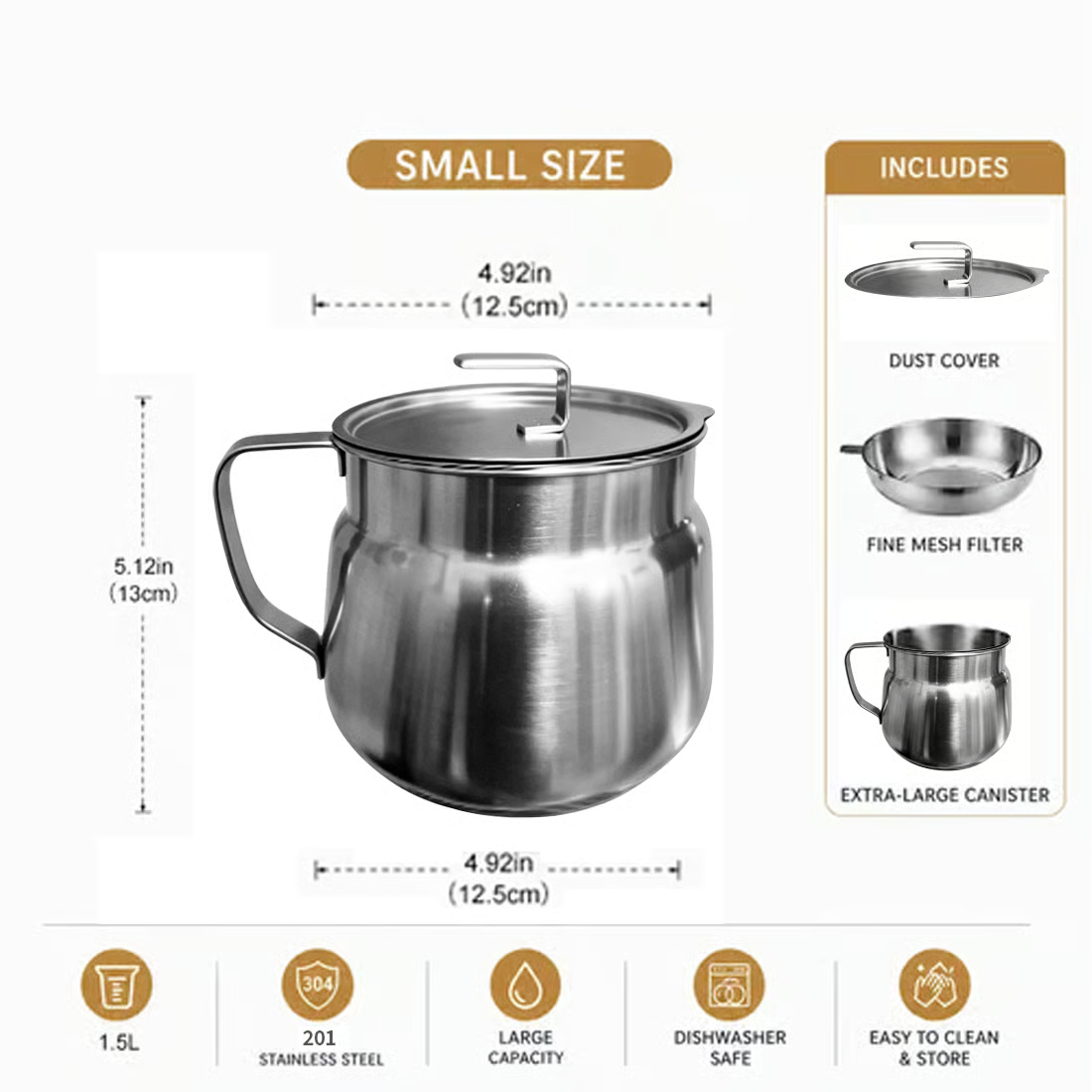 304 Stainless Steel Deep Fryer Pot Set for Kitchen, Frying, Cooking, Camping