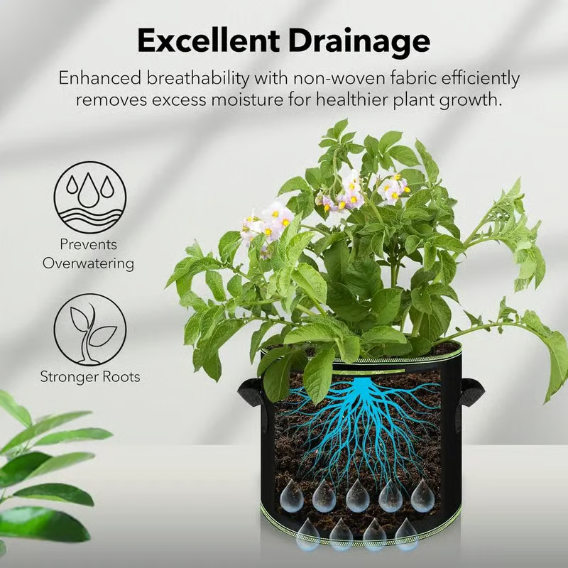 🌱 5-Pack 5 Gallon Grow Bags – Heavy Duty Aeration Fabric Pots with Handles for Vegetables, Flowers & Fruits 🪴
