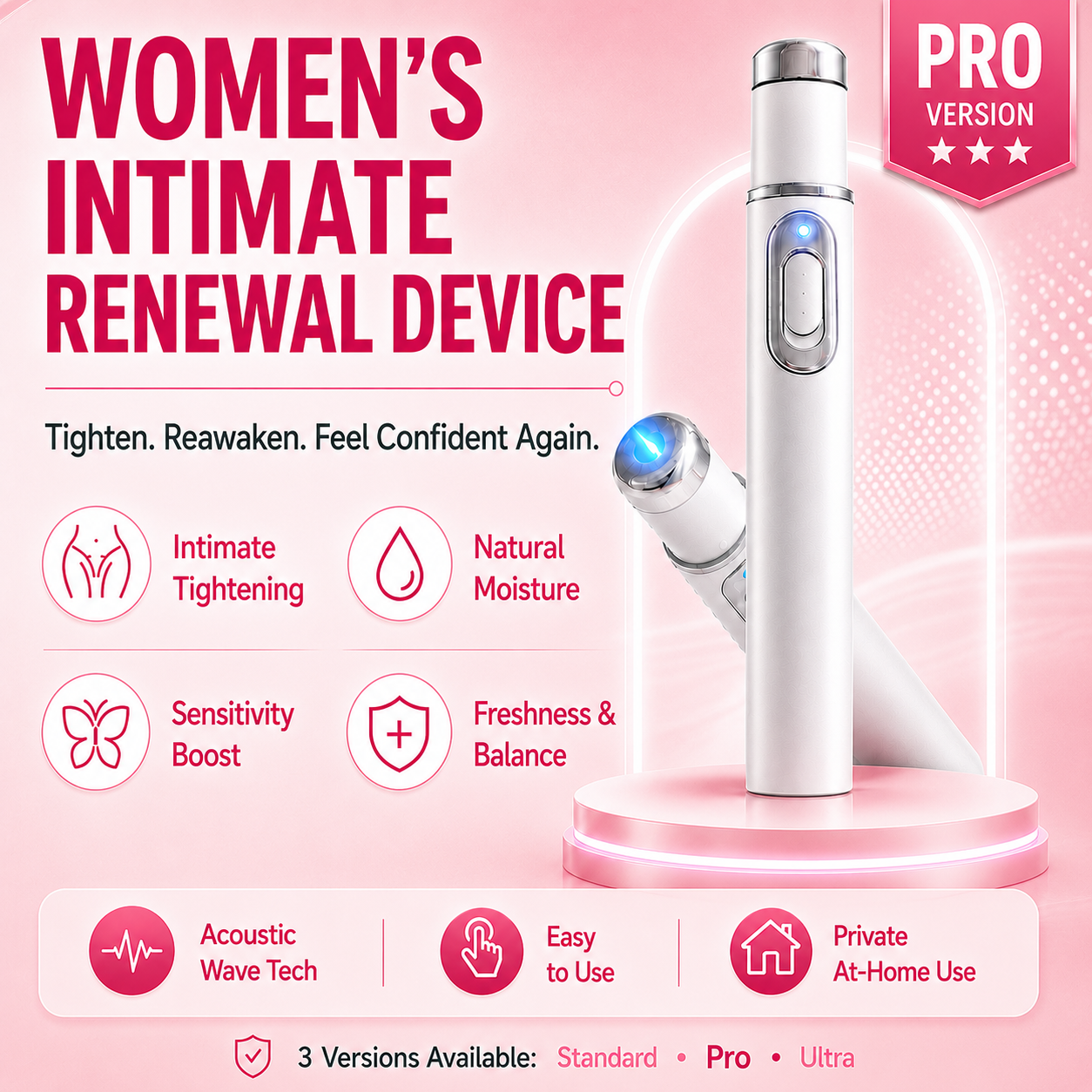Ultrasonic Women’s Intimate Tightening, Sensitivity & Full-Body Renewal Device✅ Vaginal Repair✅ HPV Defense✅ Curve Sculpting