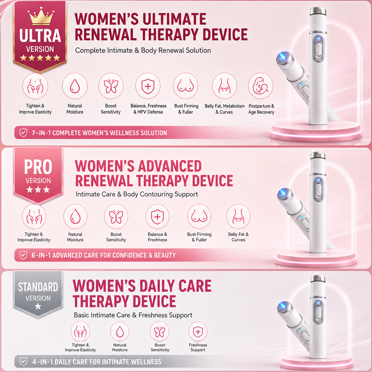 Ultrasonic Women’s Intimate Tightening, Sensitivity & Full-Body Renewal Device✅ Vaginal Repair✅ HPV Defense✅ Curve Sculpting