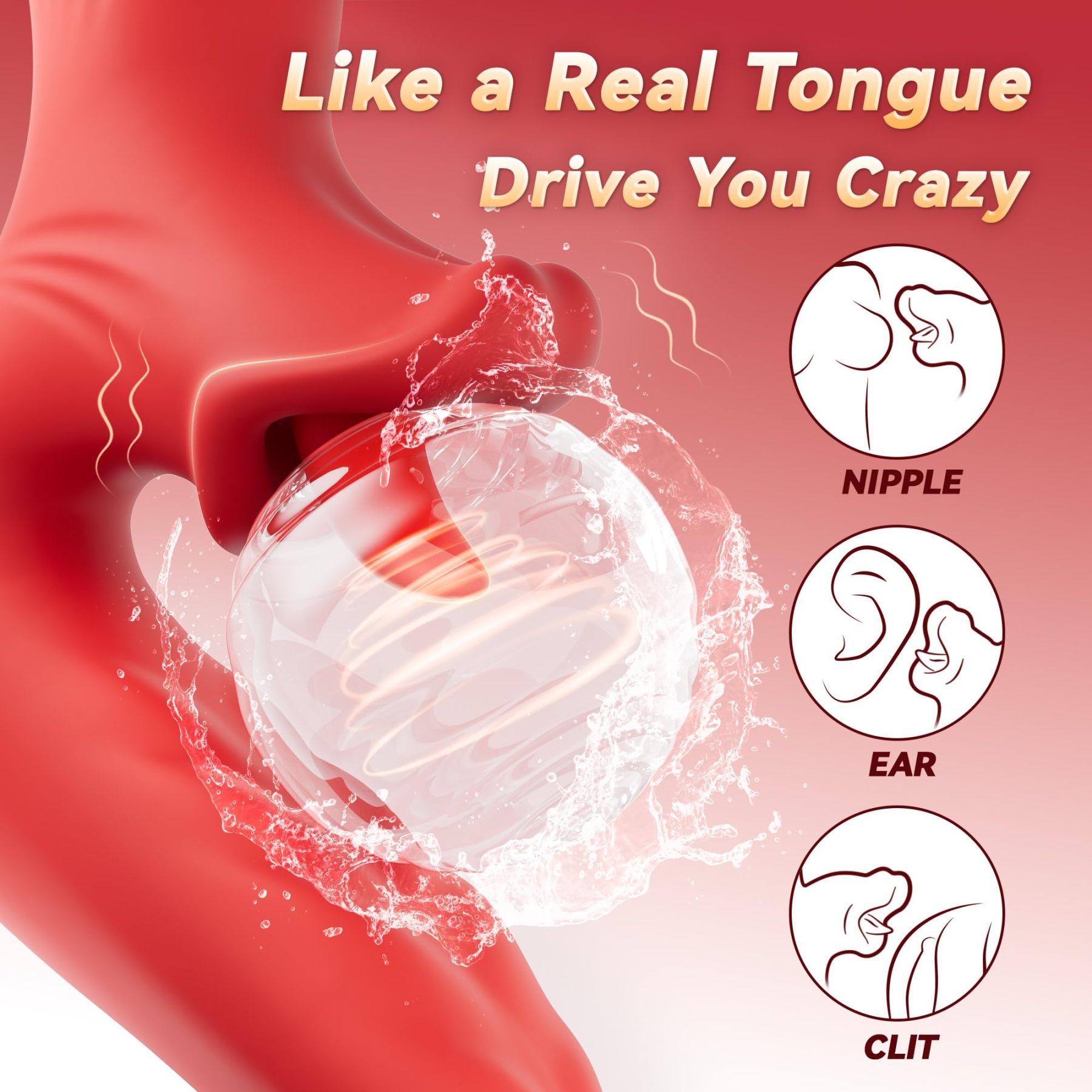 💥Female Sex Swinging Tongue Toy - 👄Thrust Dildo with 10 Swinging and 10 Licking Modes