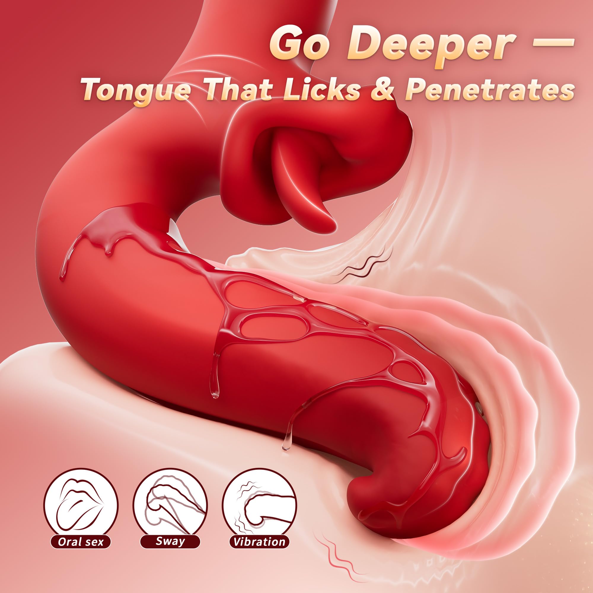 💥Female Sex Swinging Tongue Toy - 👄Thrust Dildo with 10 Swinging and 10 Licking Modes
