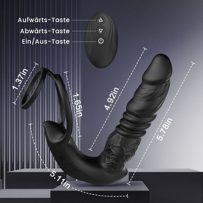 🎁Neuester 5-in-1-Prostatamassager 2025, 💥mit doppelten Silikon-Penisringen, Sexspielzeug für Männer