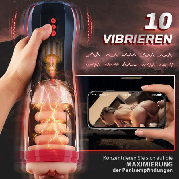 💥2025 Verkaufsschlager: Saugnapf-Vibrations-Masturbator mit Geräuscherzeugung – Vier-in-Eins-Funktion