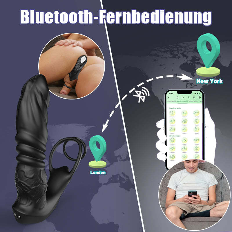 🎁Neuester 5-in-1-Prostatamassager 2025, 💥mit doppelten Silikon-Penisringen, Sexspielzeug für Männer