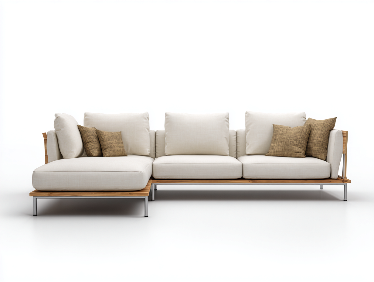 Sofás de exterior modular 4 plazas 260x160x75 cm - Beige-Marrón - Diseño moderno con chaise longue-Ramisinest