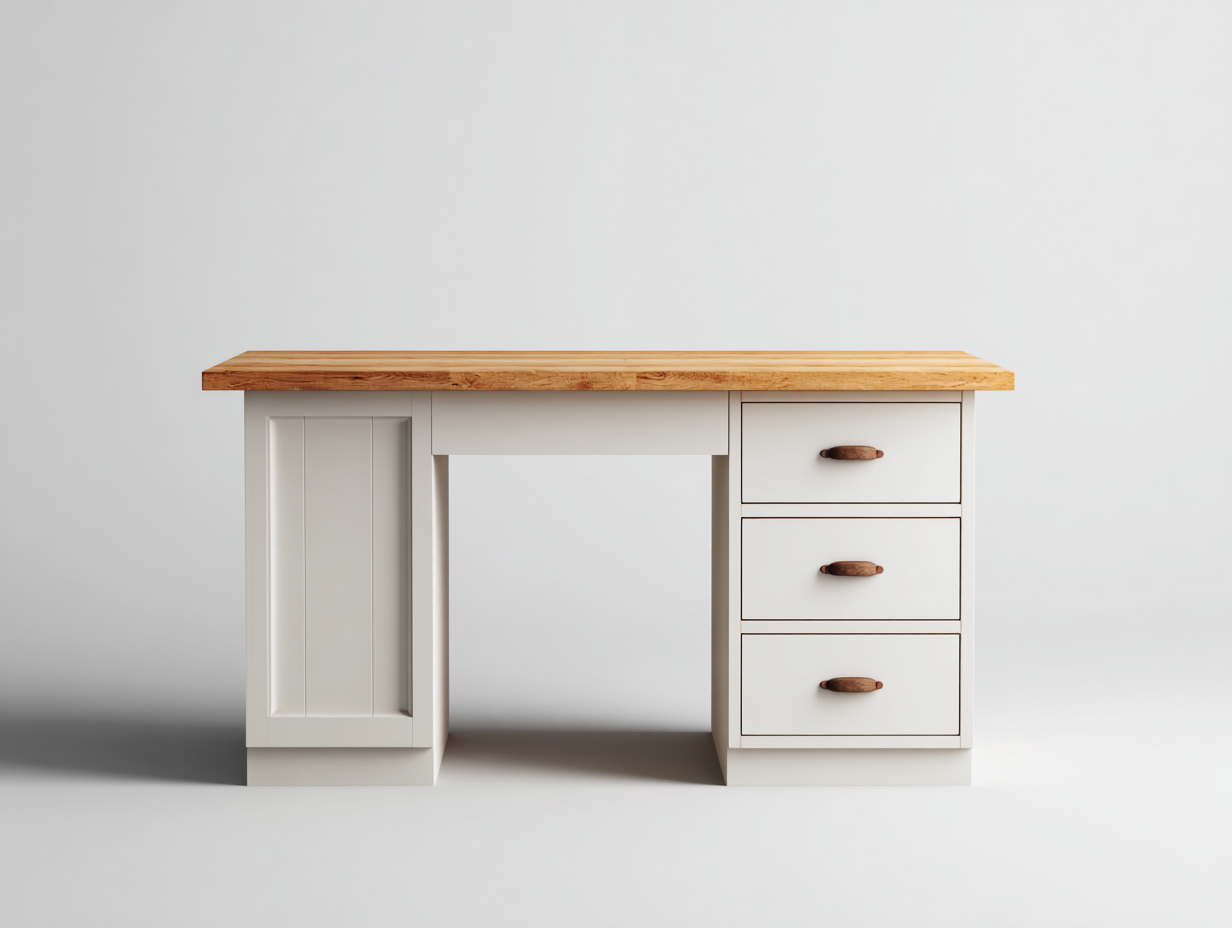Escritorio madera MDF con 3 cajones 120x60x75 cm - Blanco-Marrón - Diseño clásico-Ramisinest
