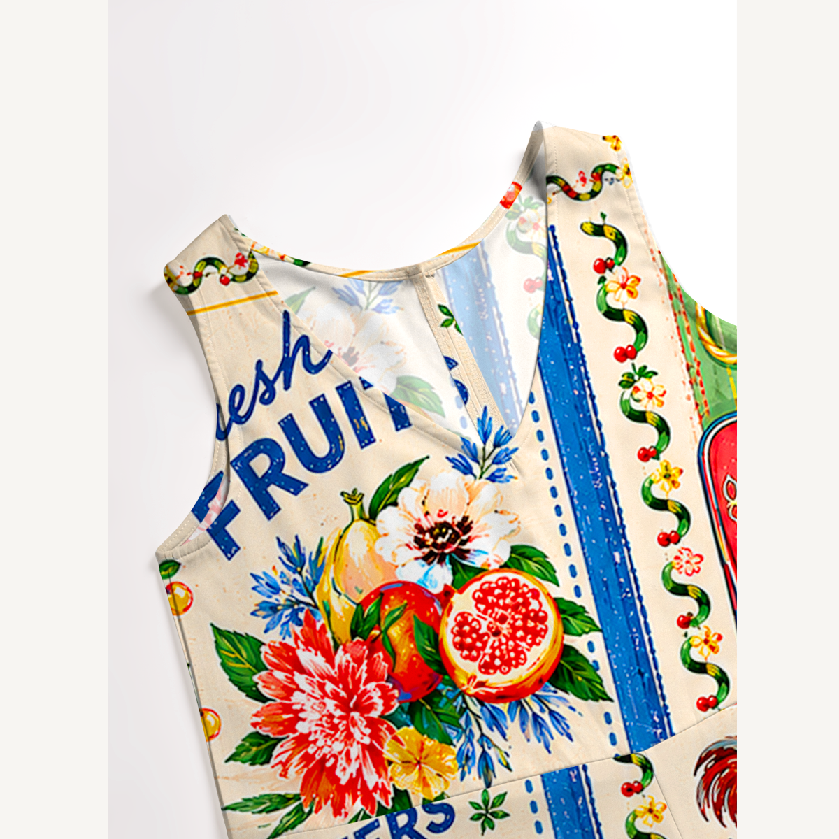 Fruits, Flowers & Fish Feast Jumpsuit with Pockets for Women