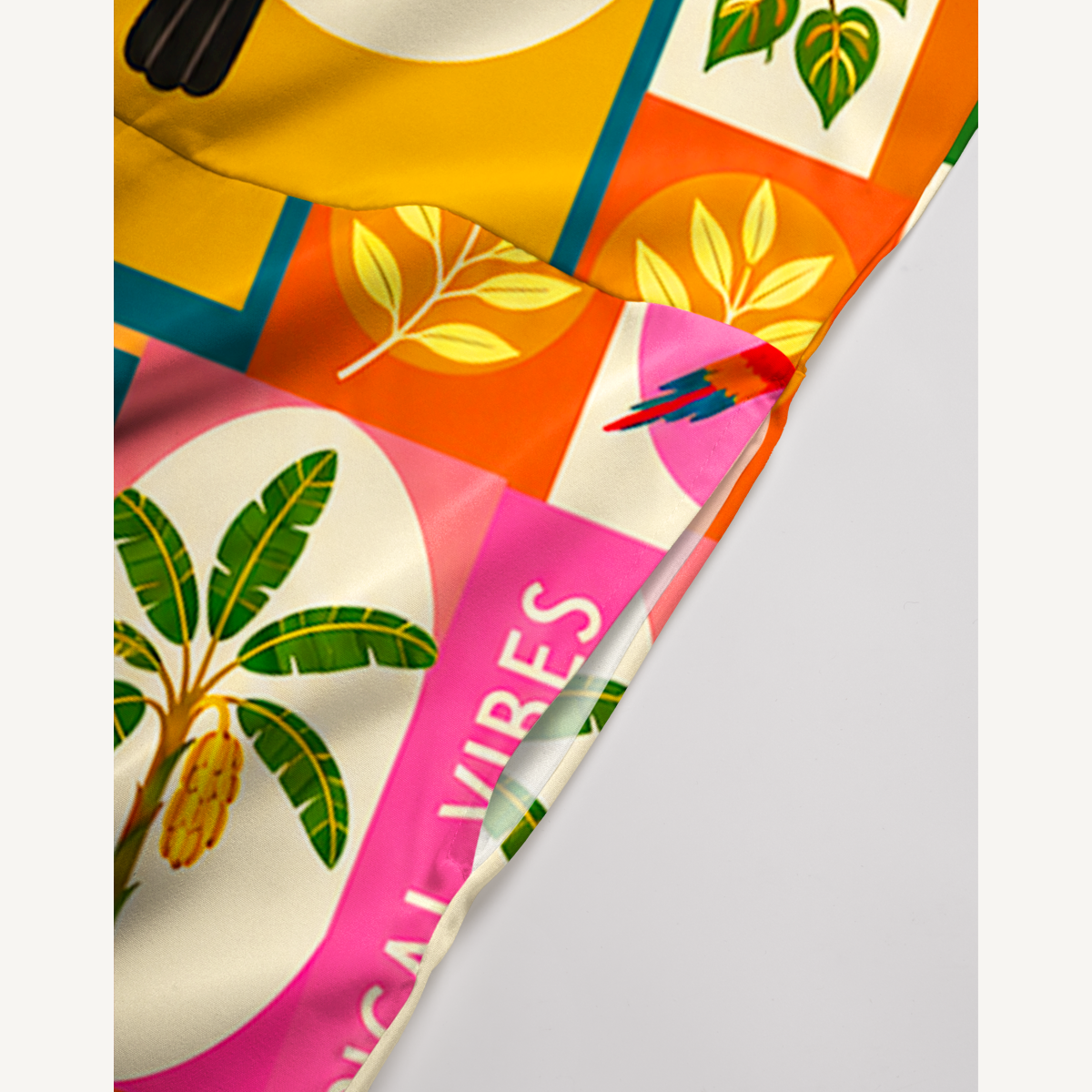 Tropical Patchwork Jumpsuit with Pockets for Women