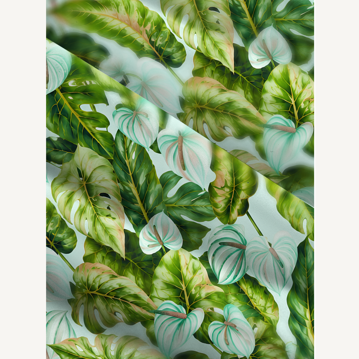Tropical Rainforest Green Leaves Wide Straps Maxi Dress With Pockets