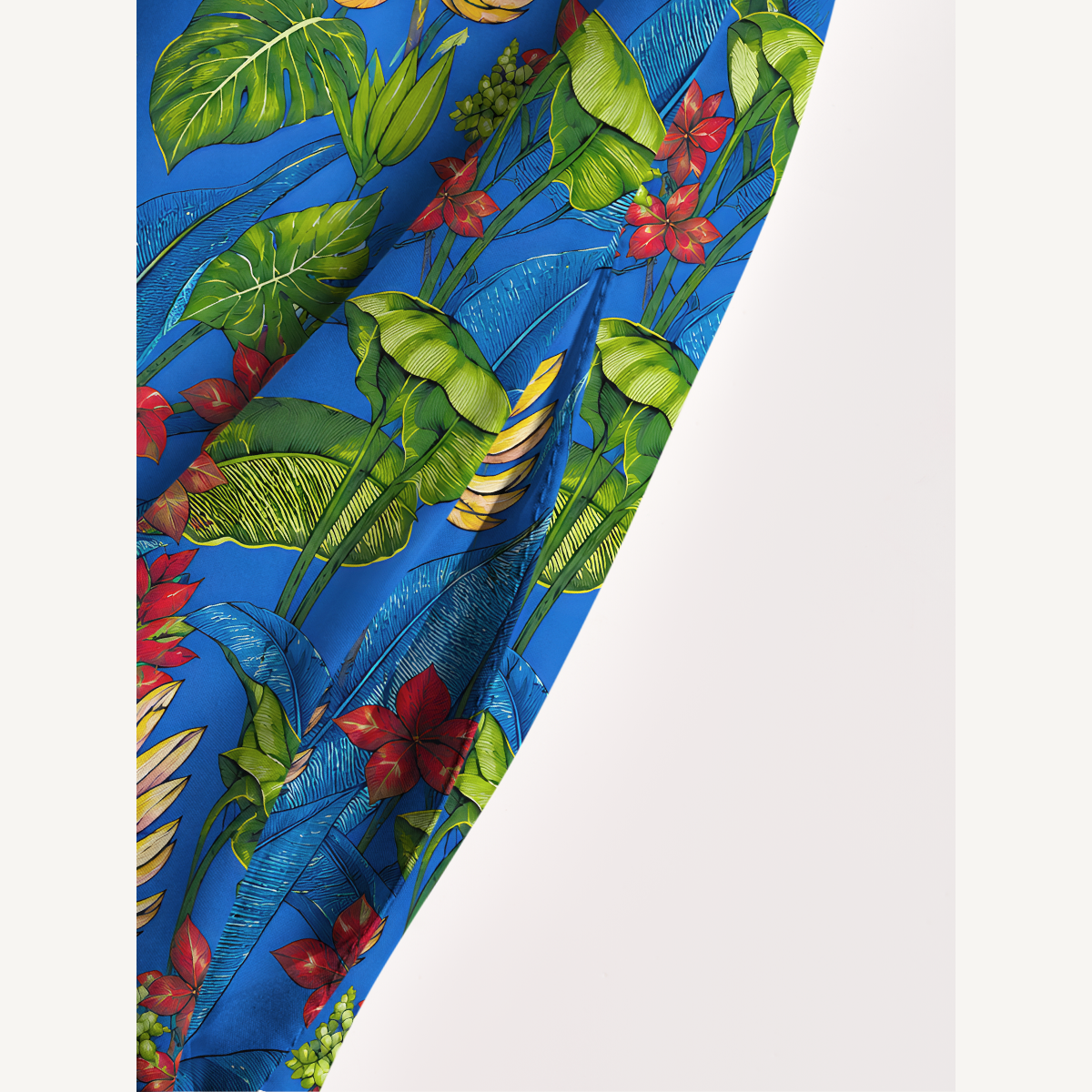 Tropical Bananas & Flowers on Blue Wide Straps Maxi Dress With Pockets