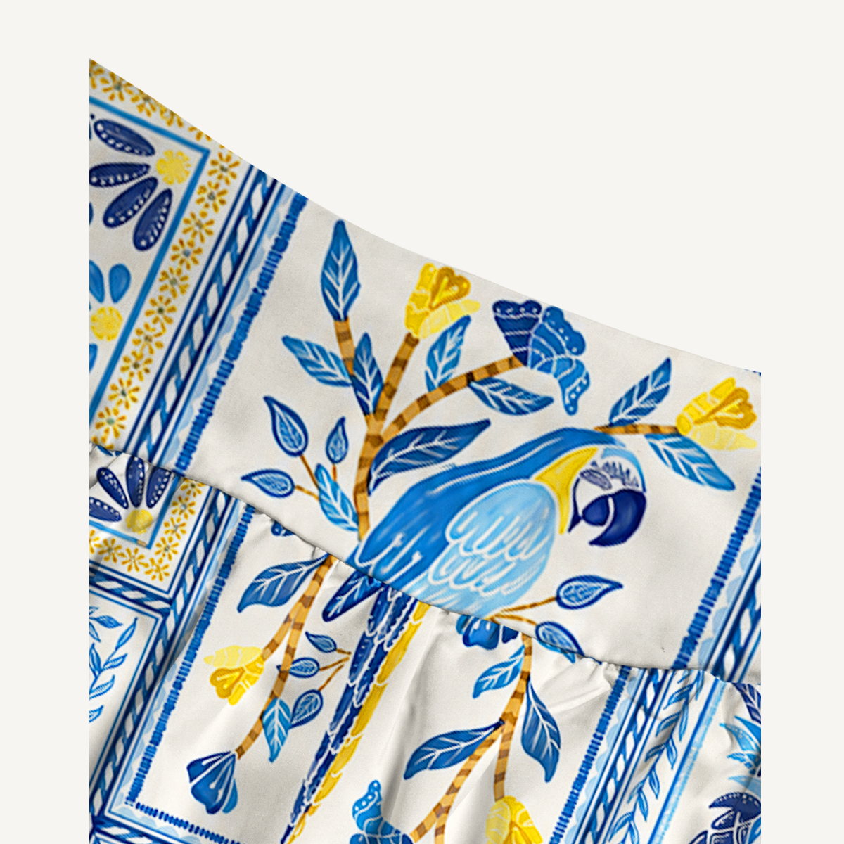 Blue Tropical Tile Maxi Skirt & Strapless Dress  