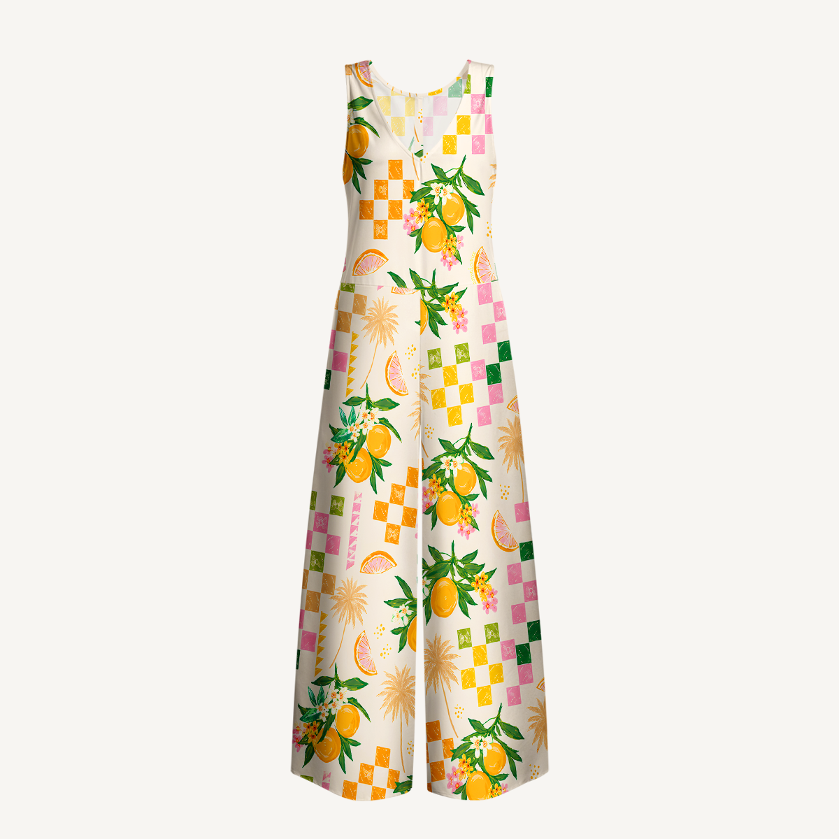 Citrus Breeze Jumpsuit with Pockets for Women